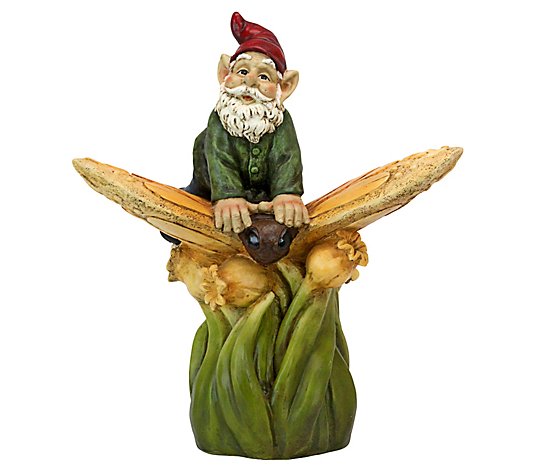 Design Toscano On A Butterflys Back Gnome Garden Statue