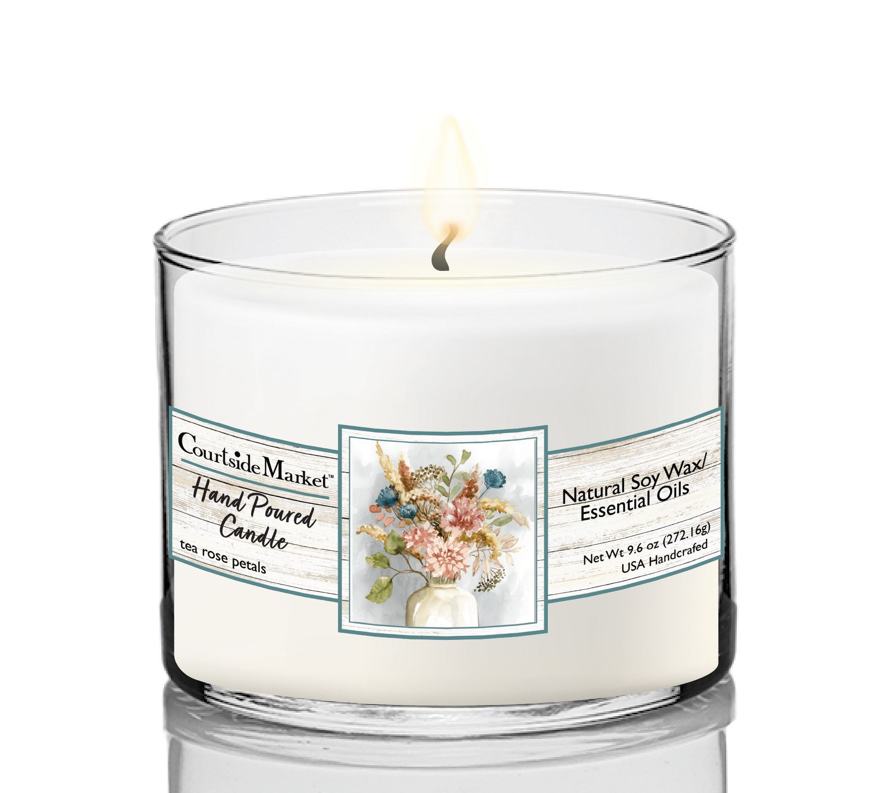 Courtside Market Hydrangea Circular Candle Glass 9.6 oz.