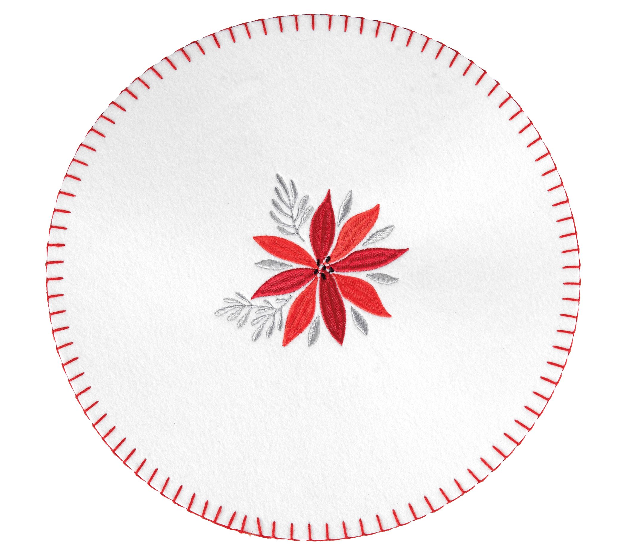 14" x 14" Poinsettia Felt Round Placemat