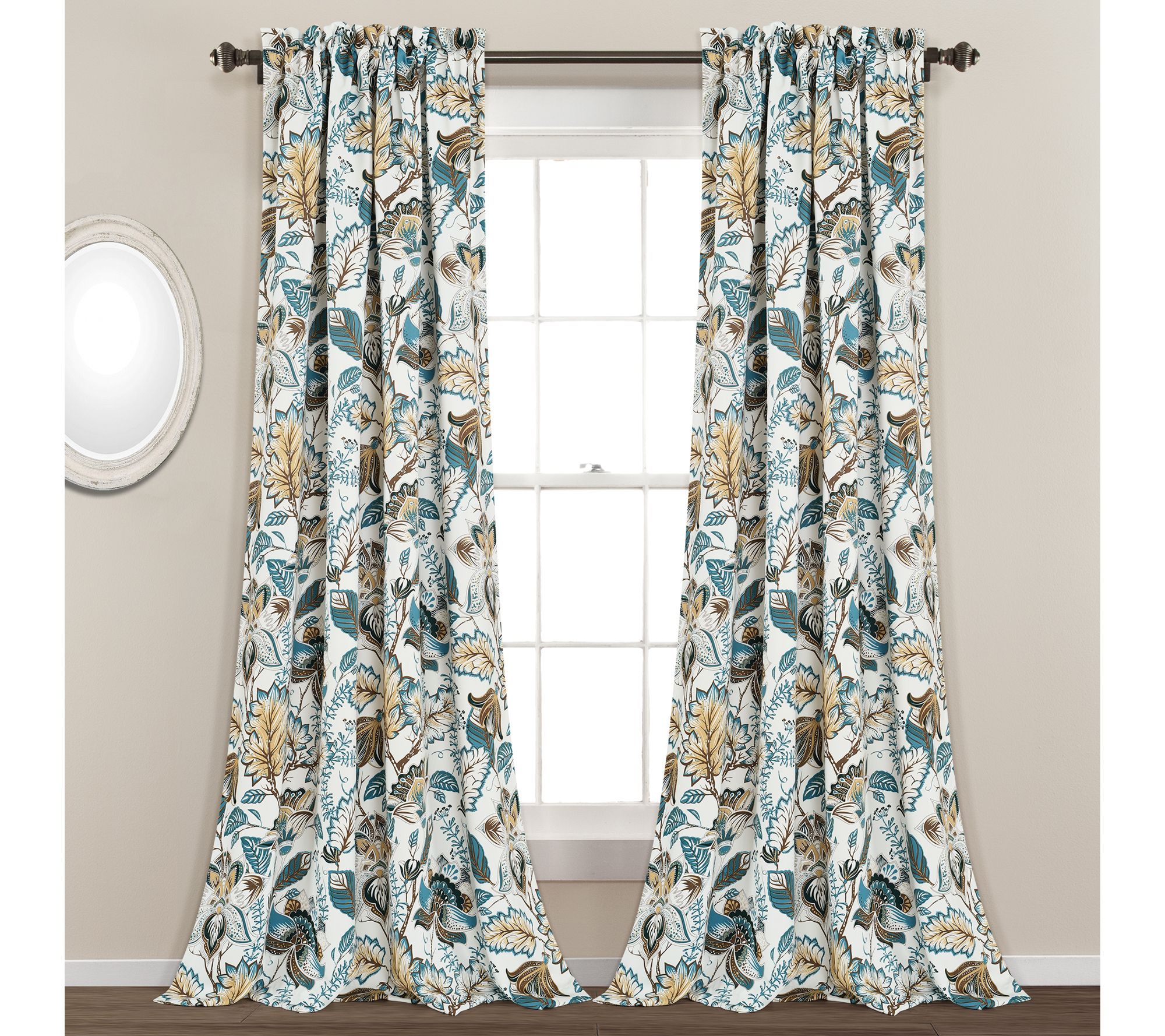 Cynthia Jacobean 52"x95" Set of 2 Window Panels by Lush Decor