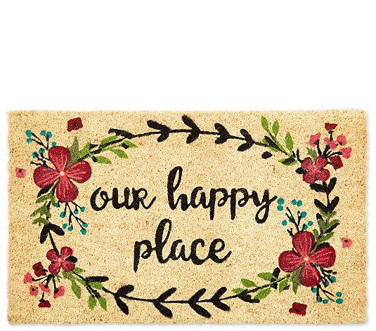 Our Happy Place Natural Coir Doormat with  NonSlip Back
