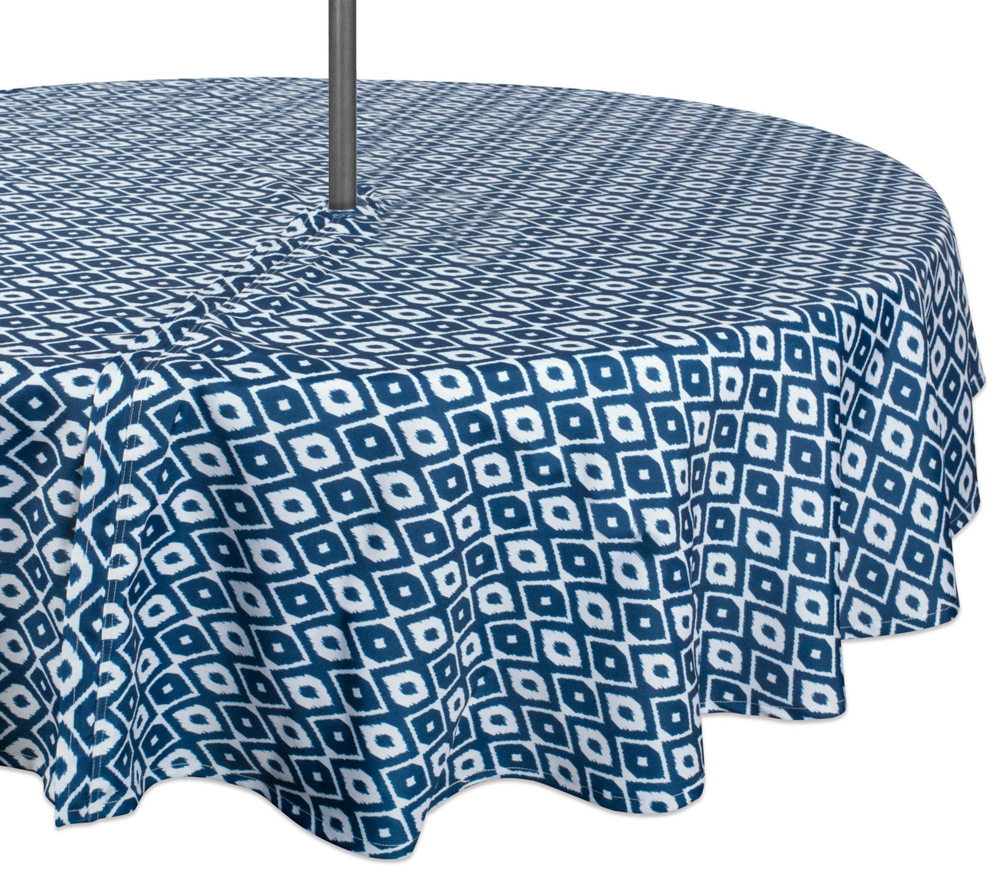 Design Imports Ikat Outdoor Tablecloth w/ Zipper 60" Round