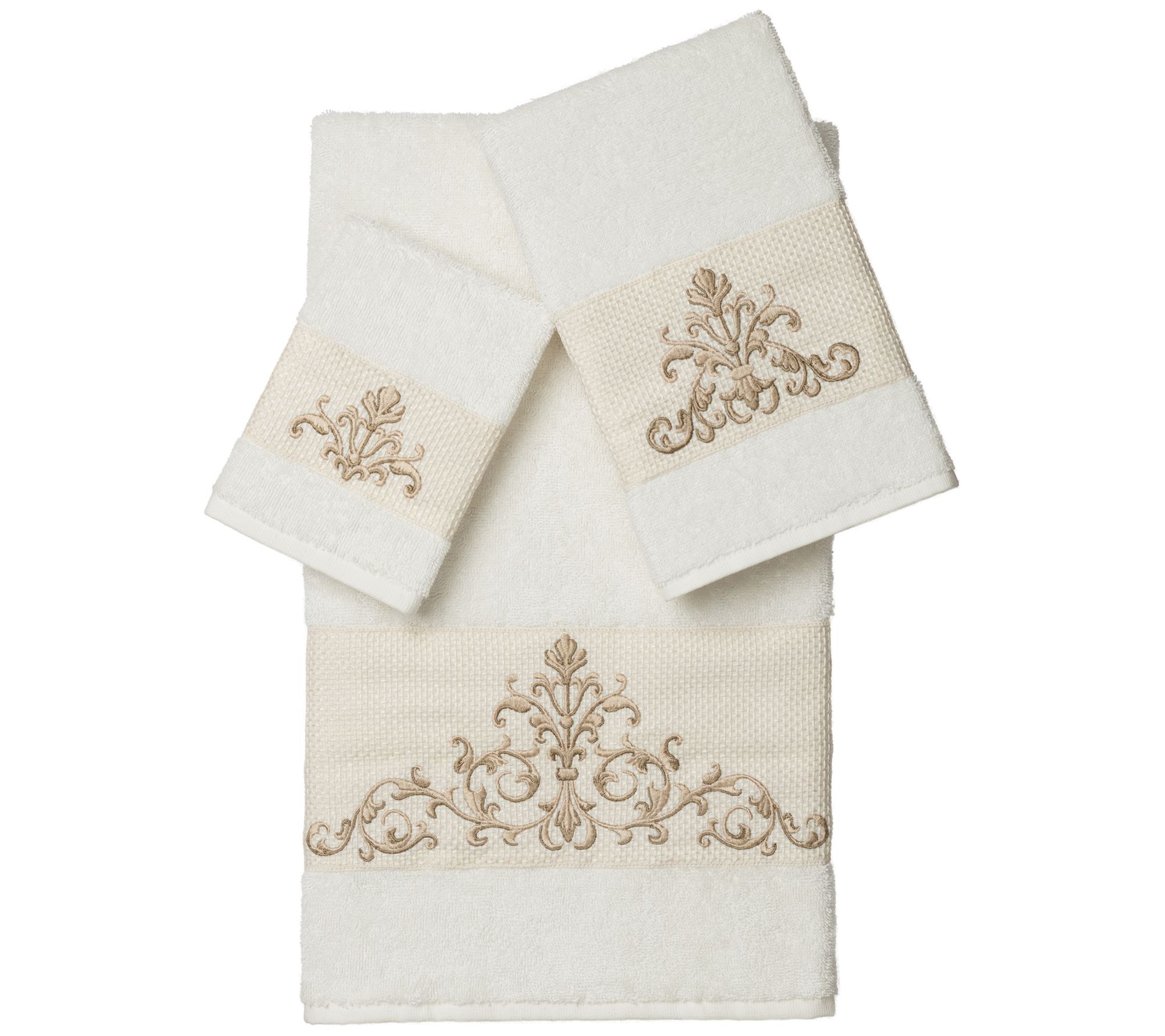 Linum Home Textiles Scarlet 3PC Embellished Towel Set