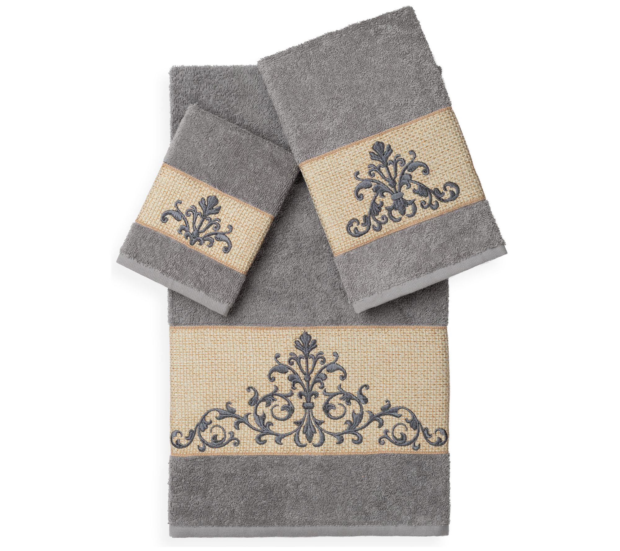 Linum Home Textiles Scarlet 3PC Embellished Towel Set