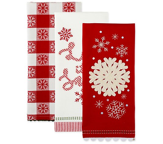 Design Imports Set of 3 Let It Snow Kitchen Towels
