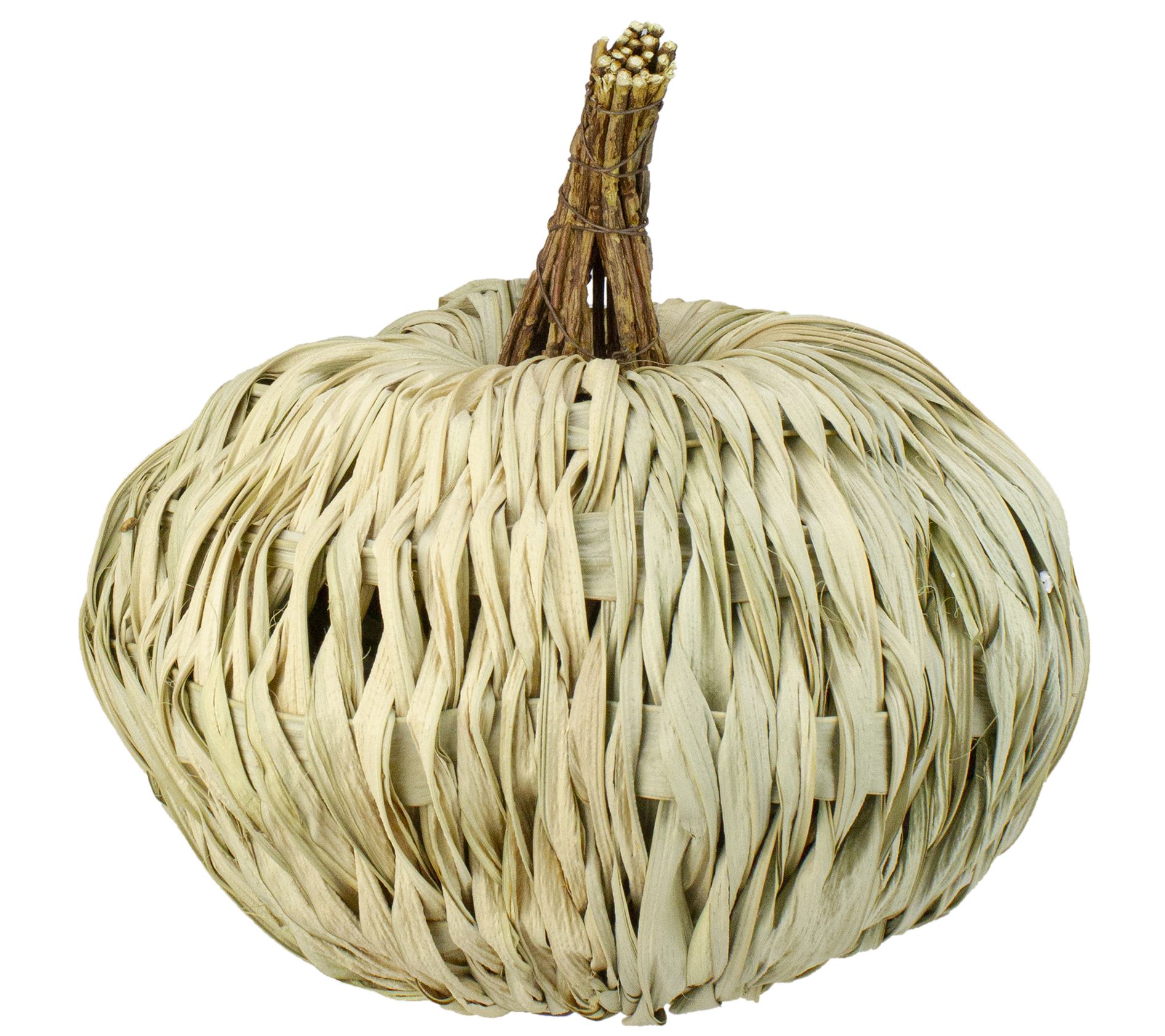 Northlight 10" White&Brown Autumn Harvest WovenPumpkin Decor