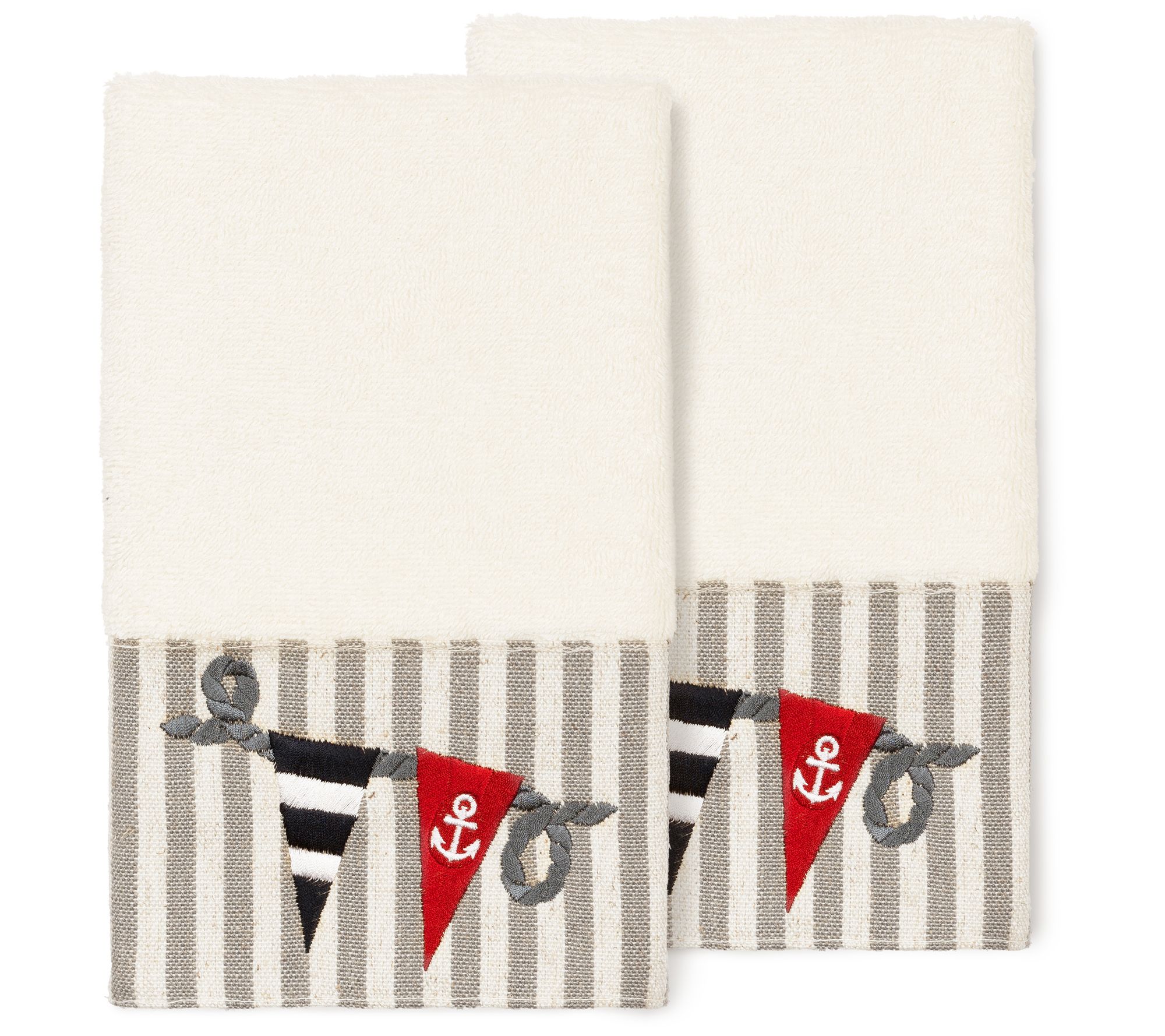 Linum Home Textiles Ethan 2PC Embellished HandTowel Set