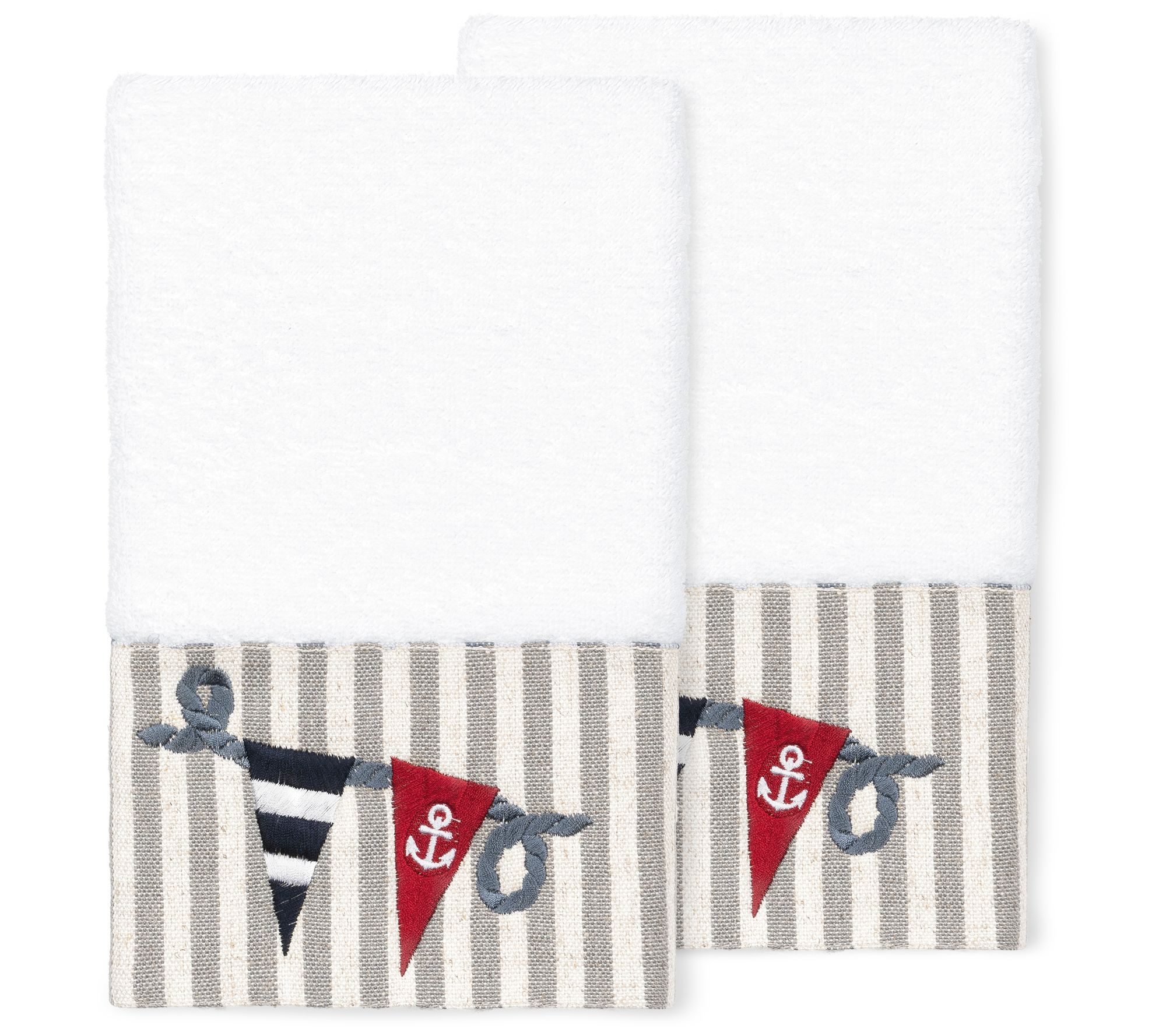 Linum Home Textiles Ethan 2PC Embellished HandTowel Set