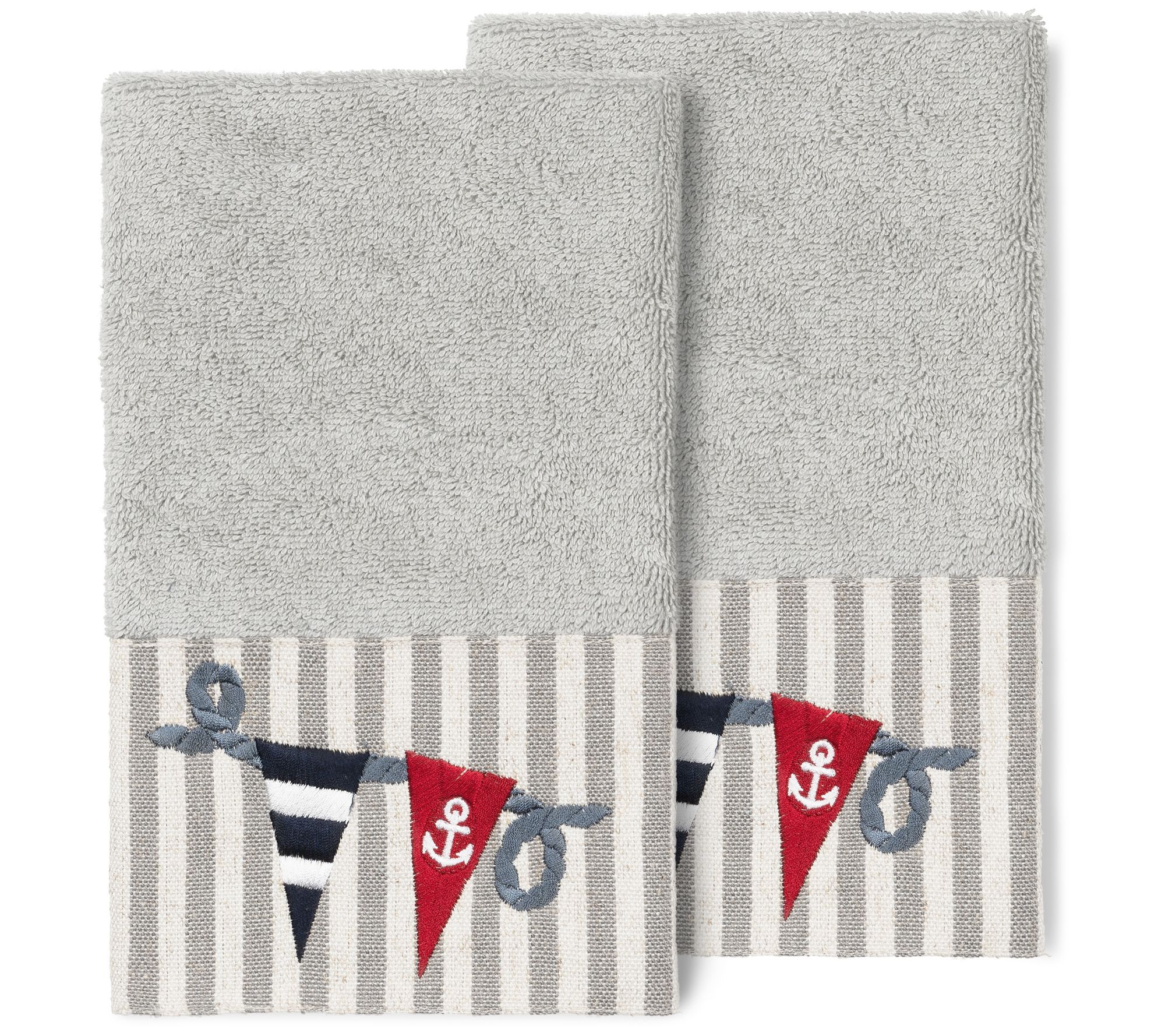 Linum Home Textiles Ethan 2PC Embellished HandTowel Set