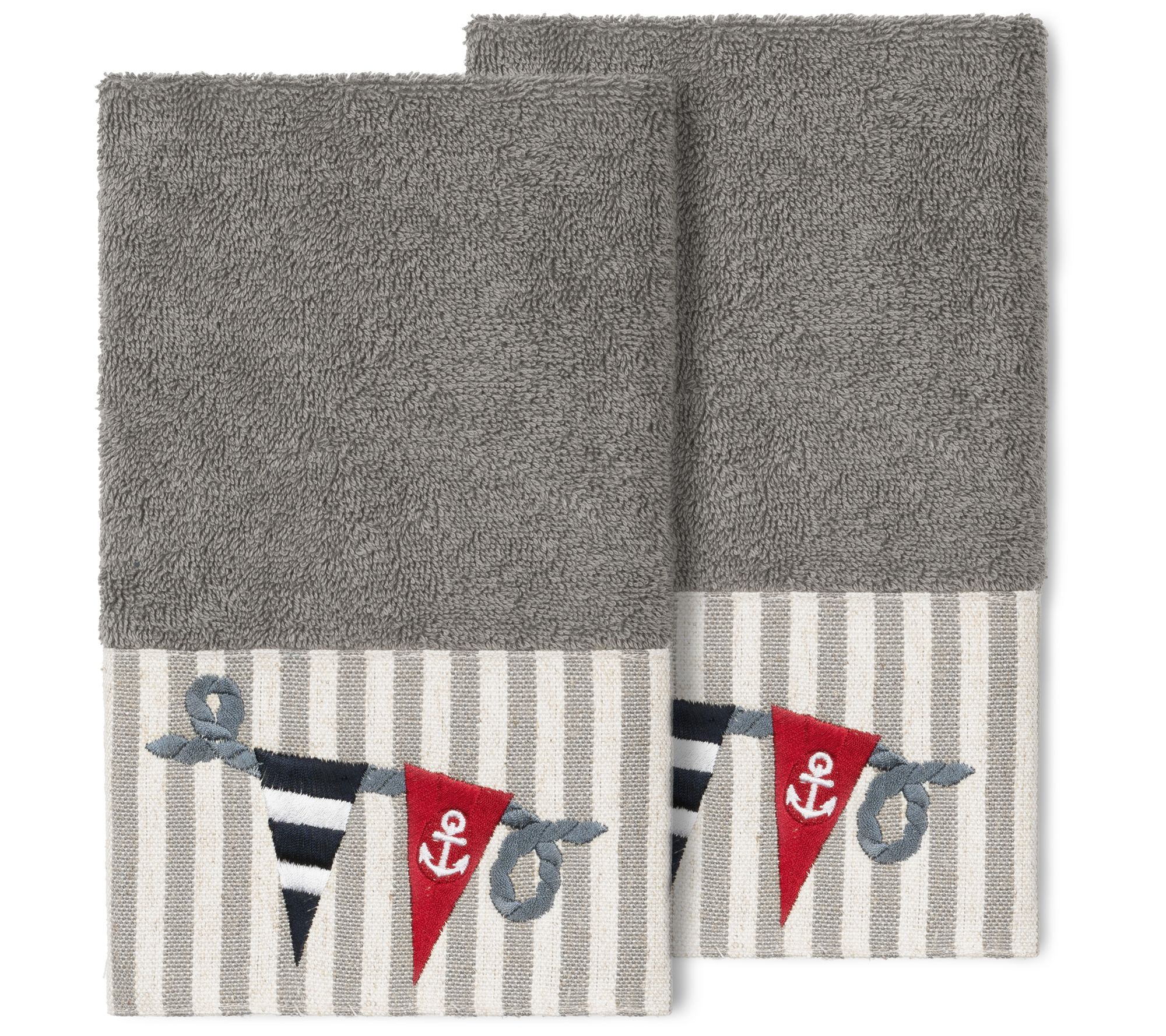 Linum Home Textiles Ethan 2PC Embellished HandTowel Set