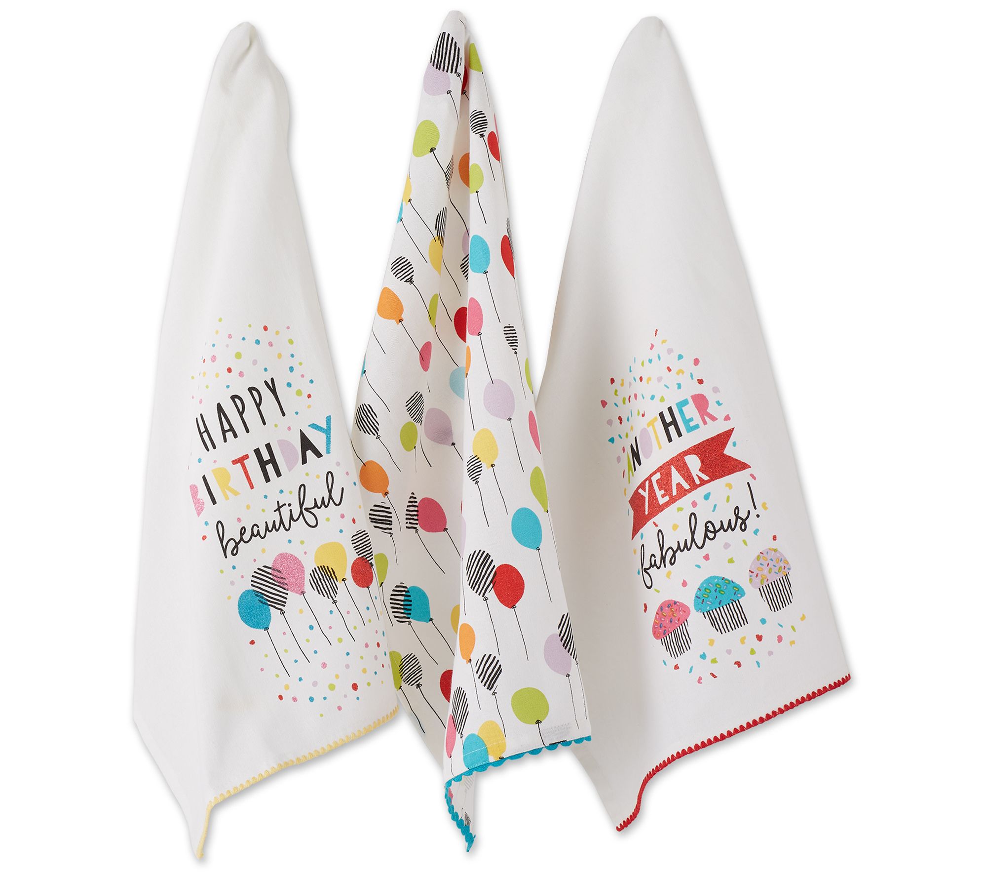 Design Imports Set of 3 Happy Birthday Kitchen Towels