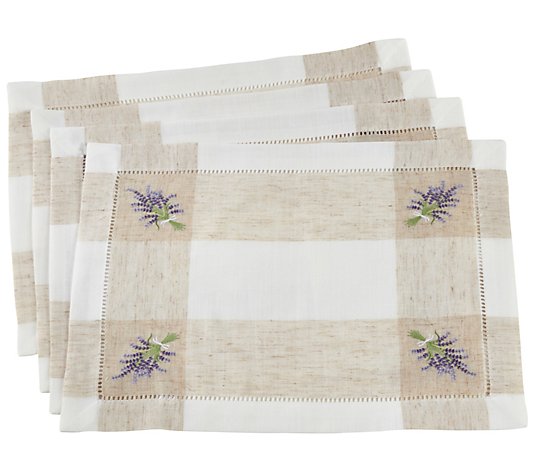 Lavender Hemstitch Placemats by Valerie Set of4