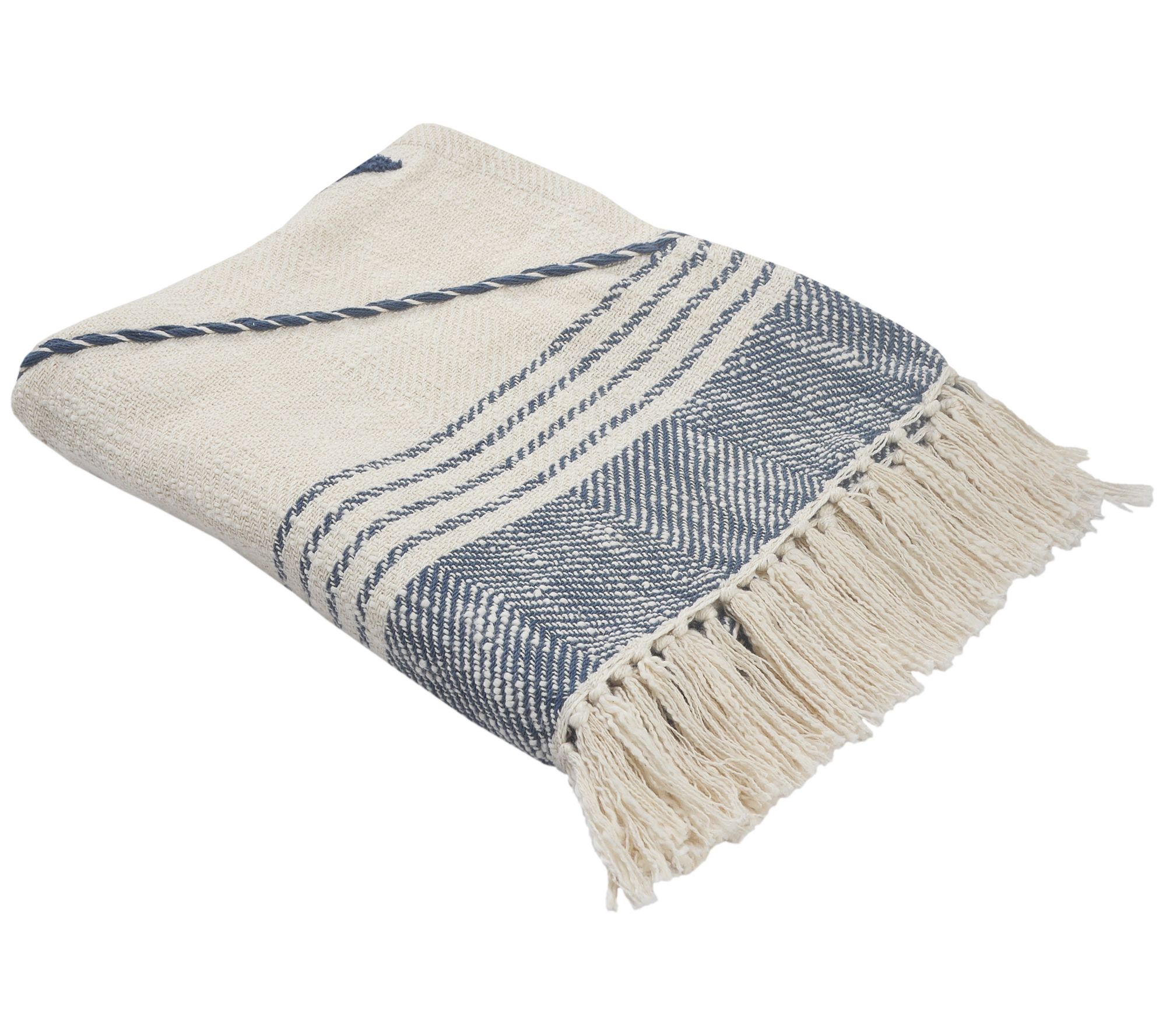 Ox Bay Coastal Edge Diamond Throw Blanket withringe