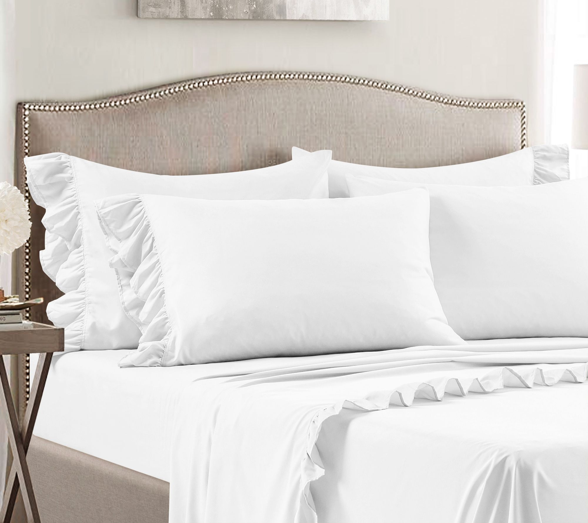 Reyna Ruffle 6Pc King Sheet Set by Lush Decor