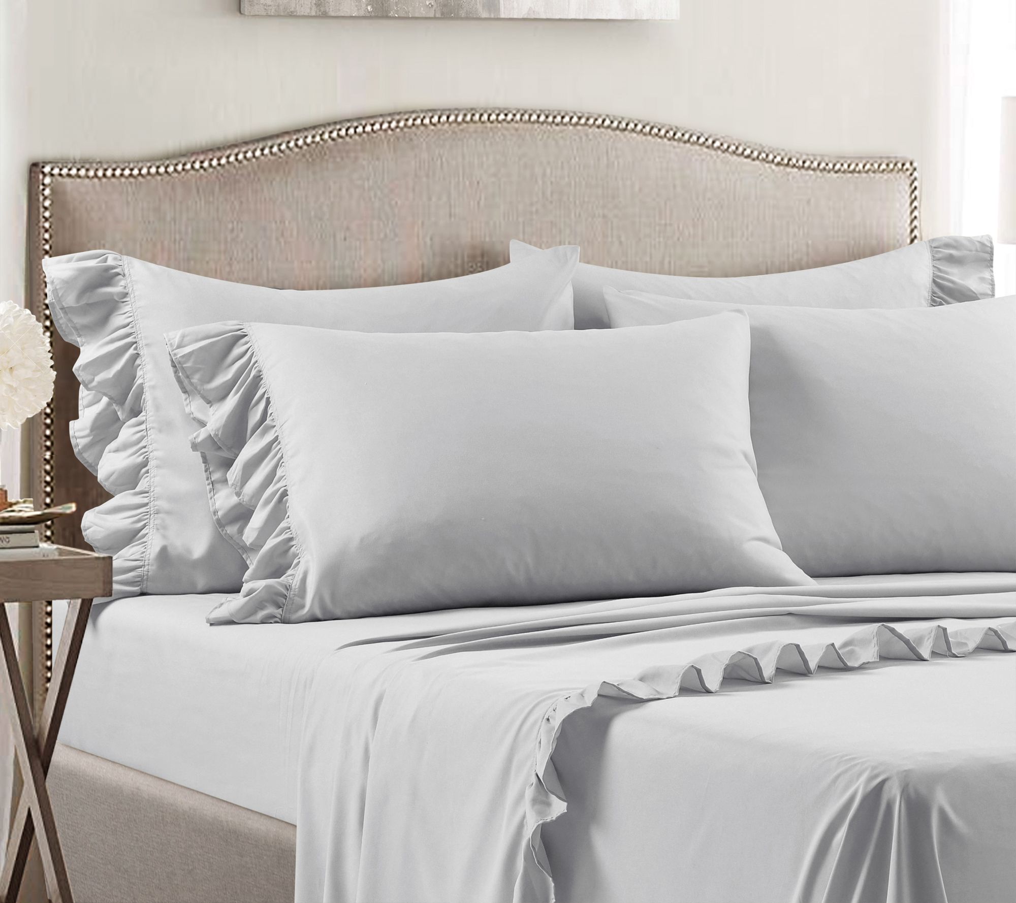 Reyna Ruffle 6Pc King Sheet Set by Lush Decor