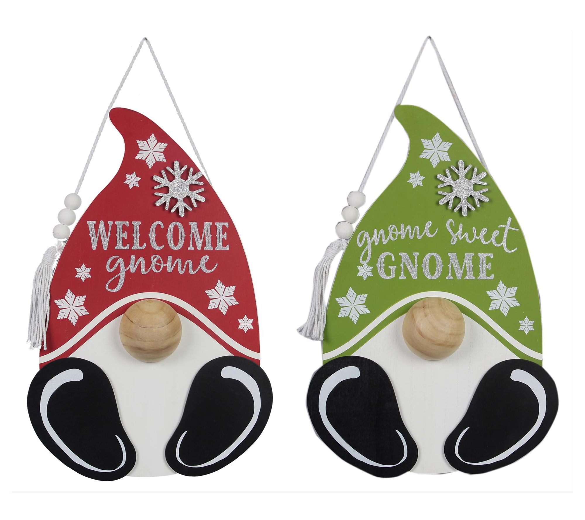 Young's Wood Whimsical Wonderland Gnome Wall Ha nger, Set of 2