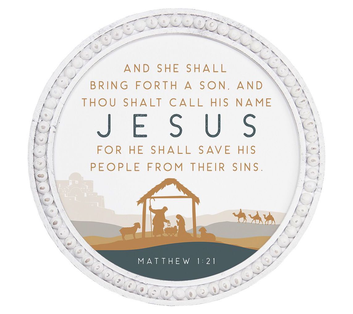 Sincere Surroundings 14" Matthew 1:21 Beaded Ar t