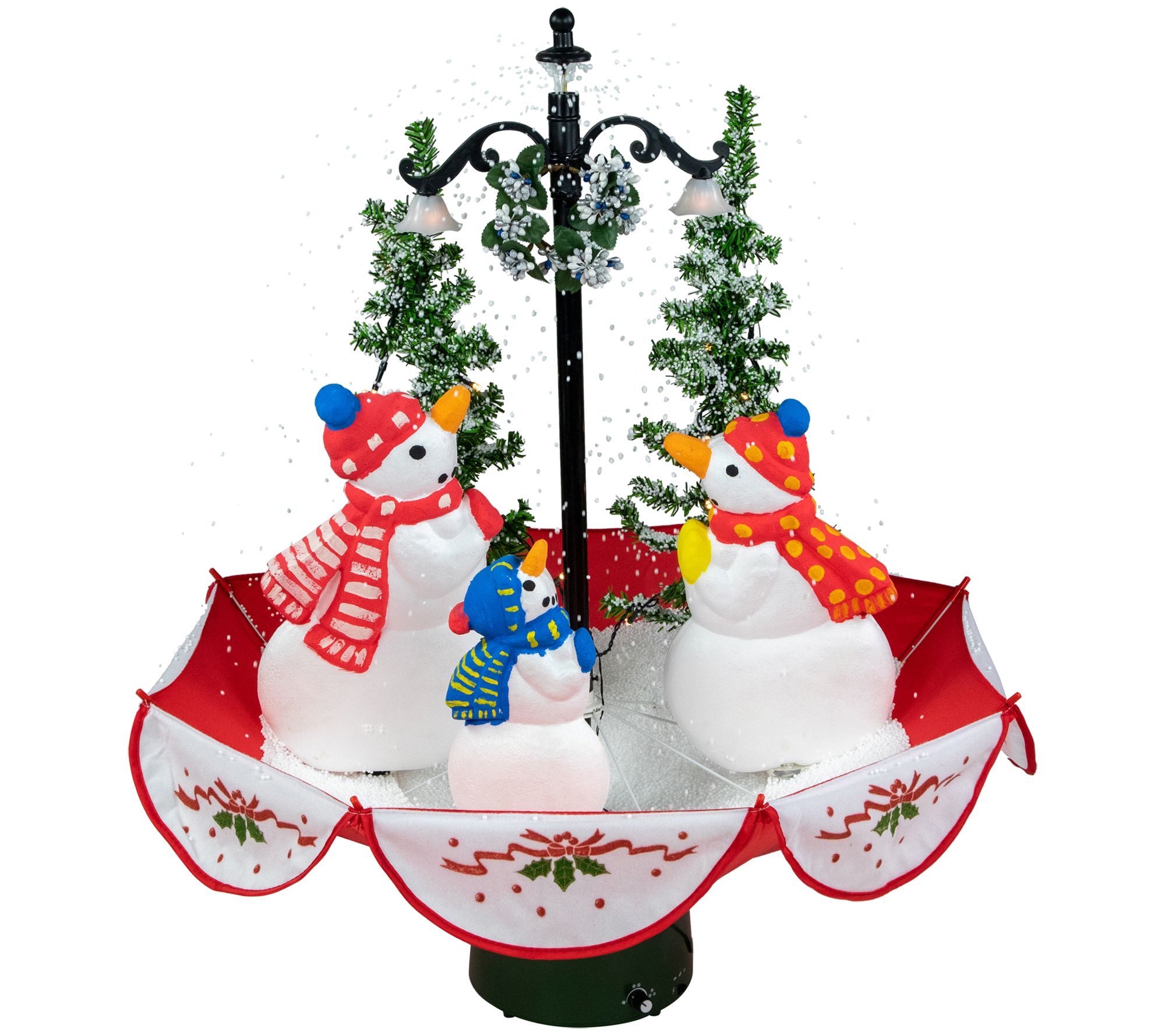 Norhtlight 31" Musical Snowman Family in Umbrella Base Decor