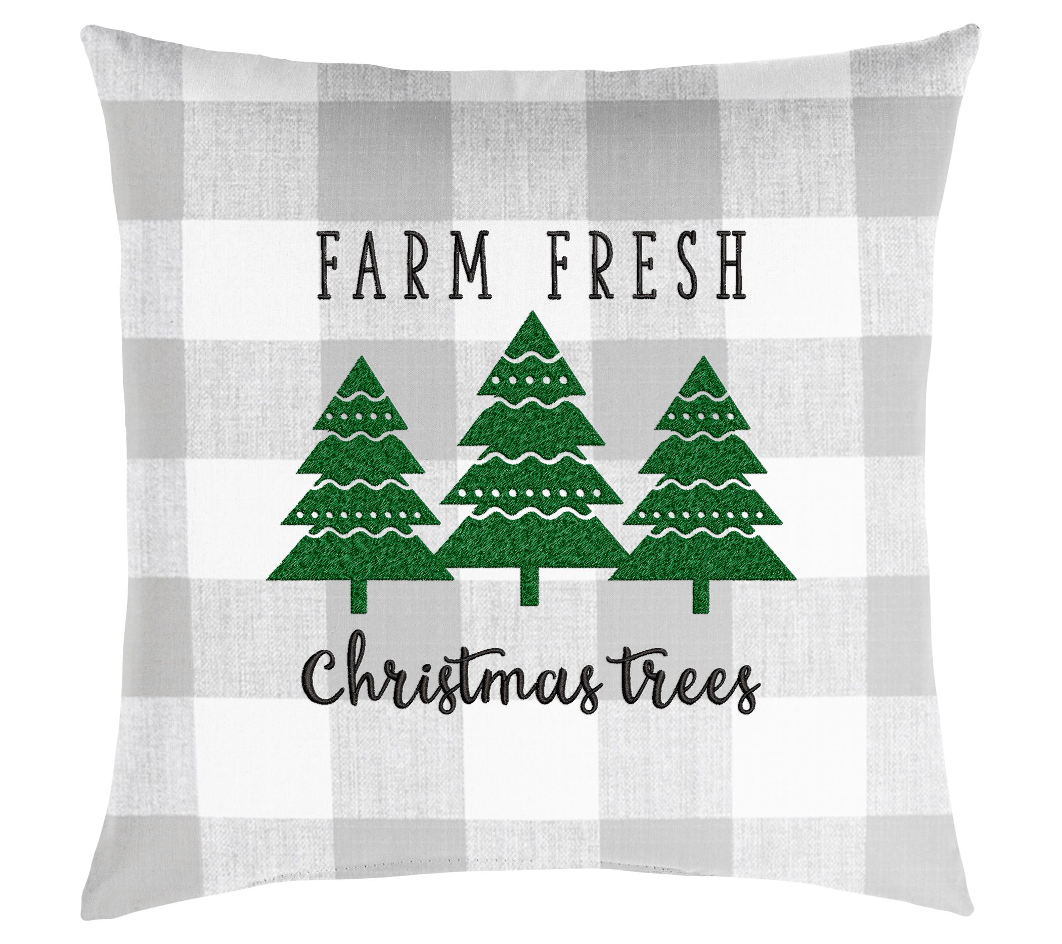 Sorra Home Farm Fresh Christmas Tree 18" Embroidered Pillow