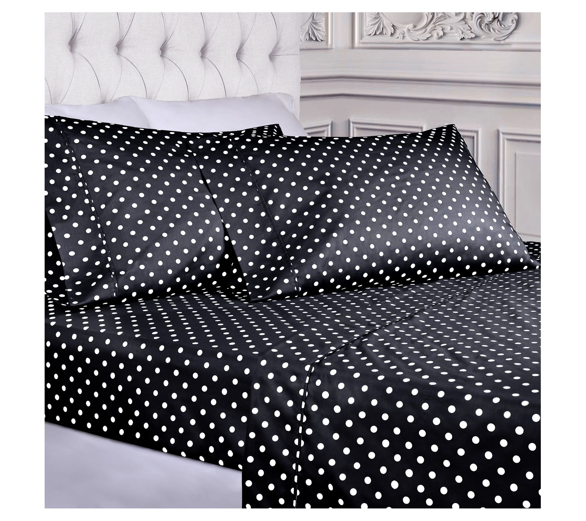 Superior 600 Thread Count Cotton Blend Polka Dot Sheets, Twin