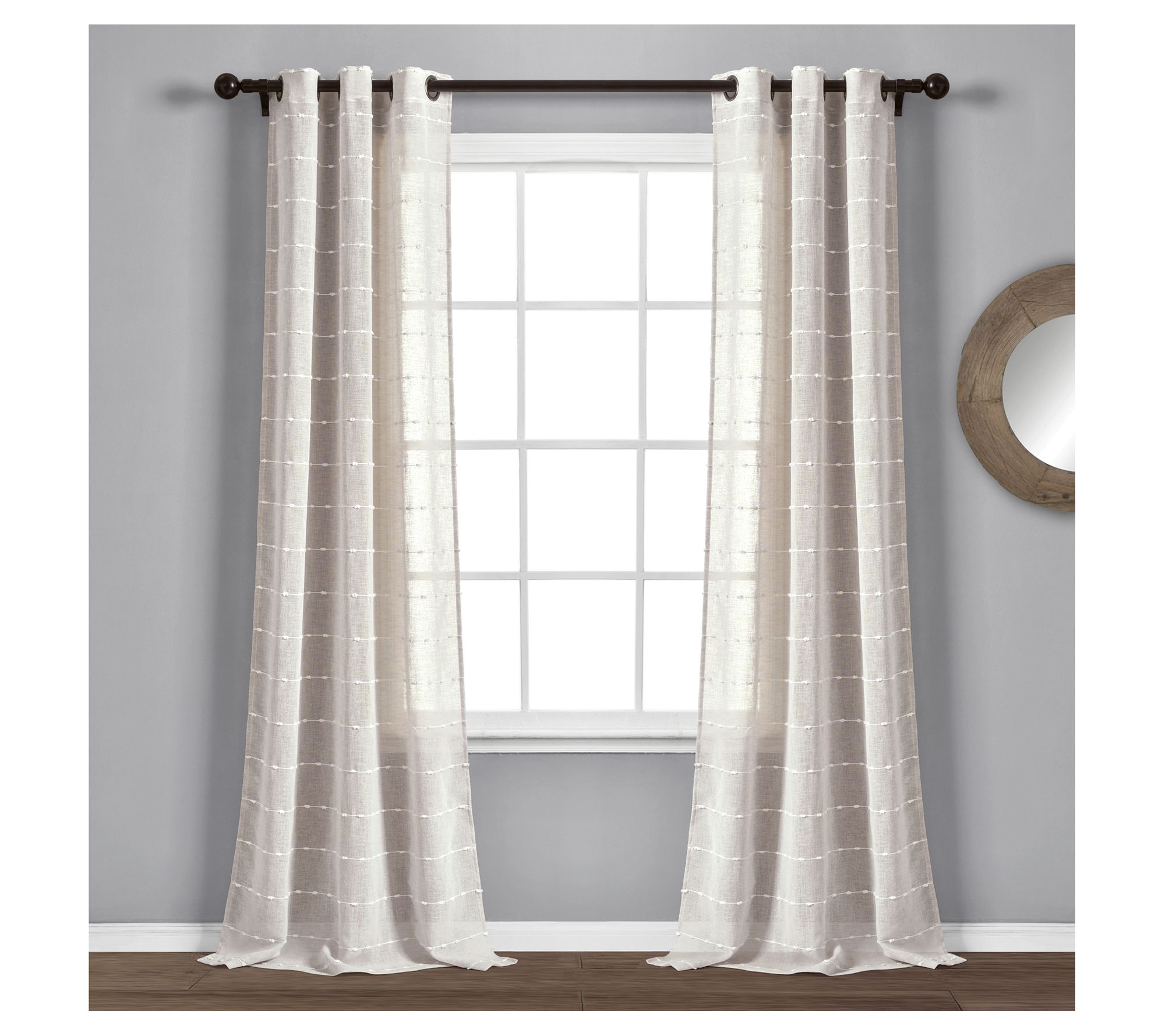 Farmhouse Textured Grommet Sheer 38X108 Set byLush Decor