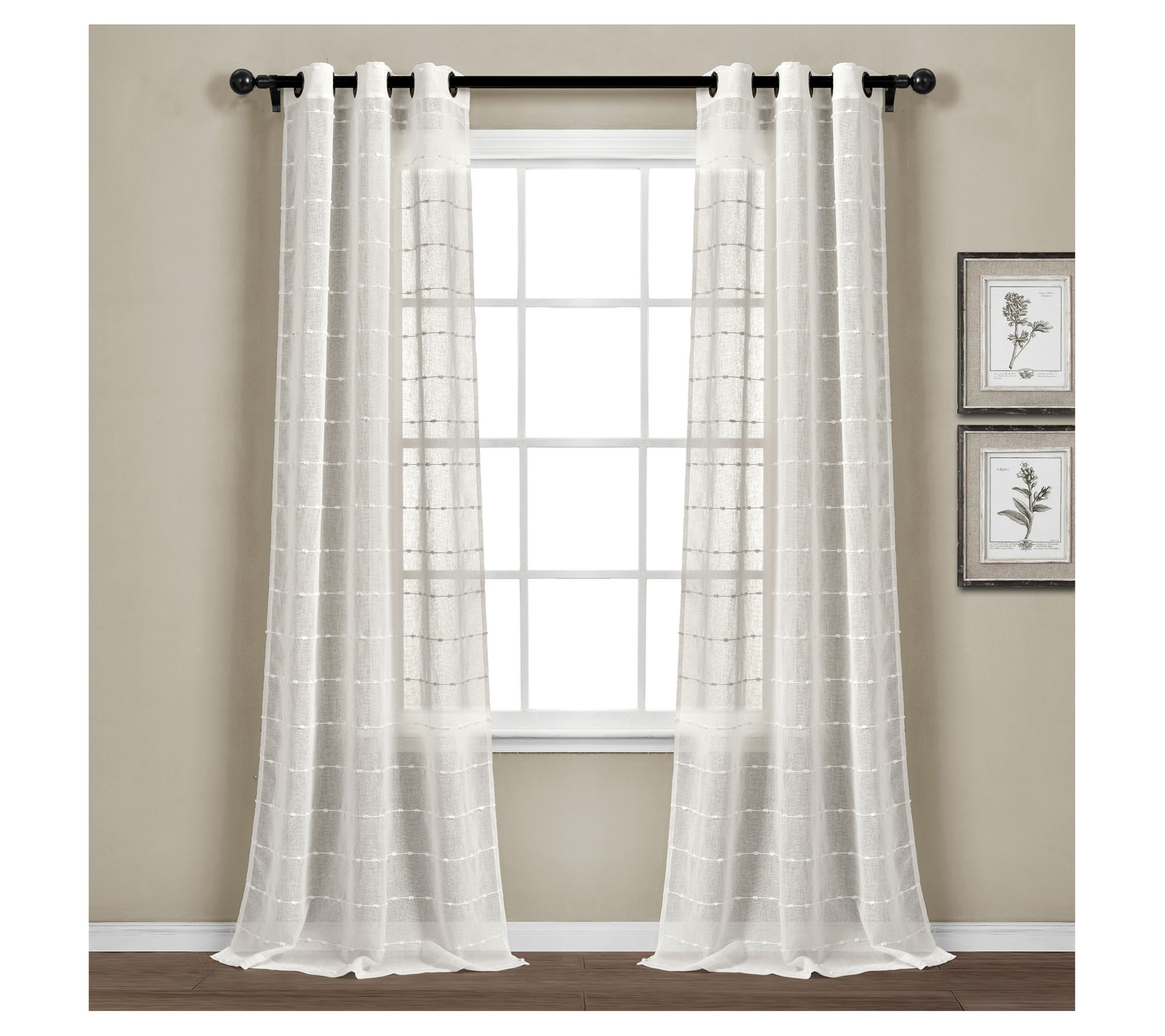 Farmhouse Textured Grommet Sheer 38X108 Set byLush Decor