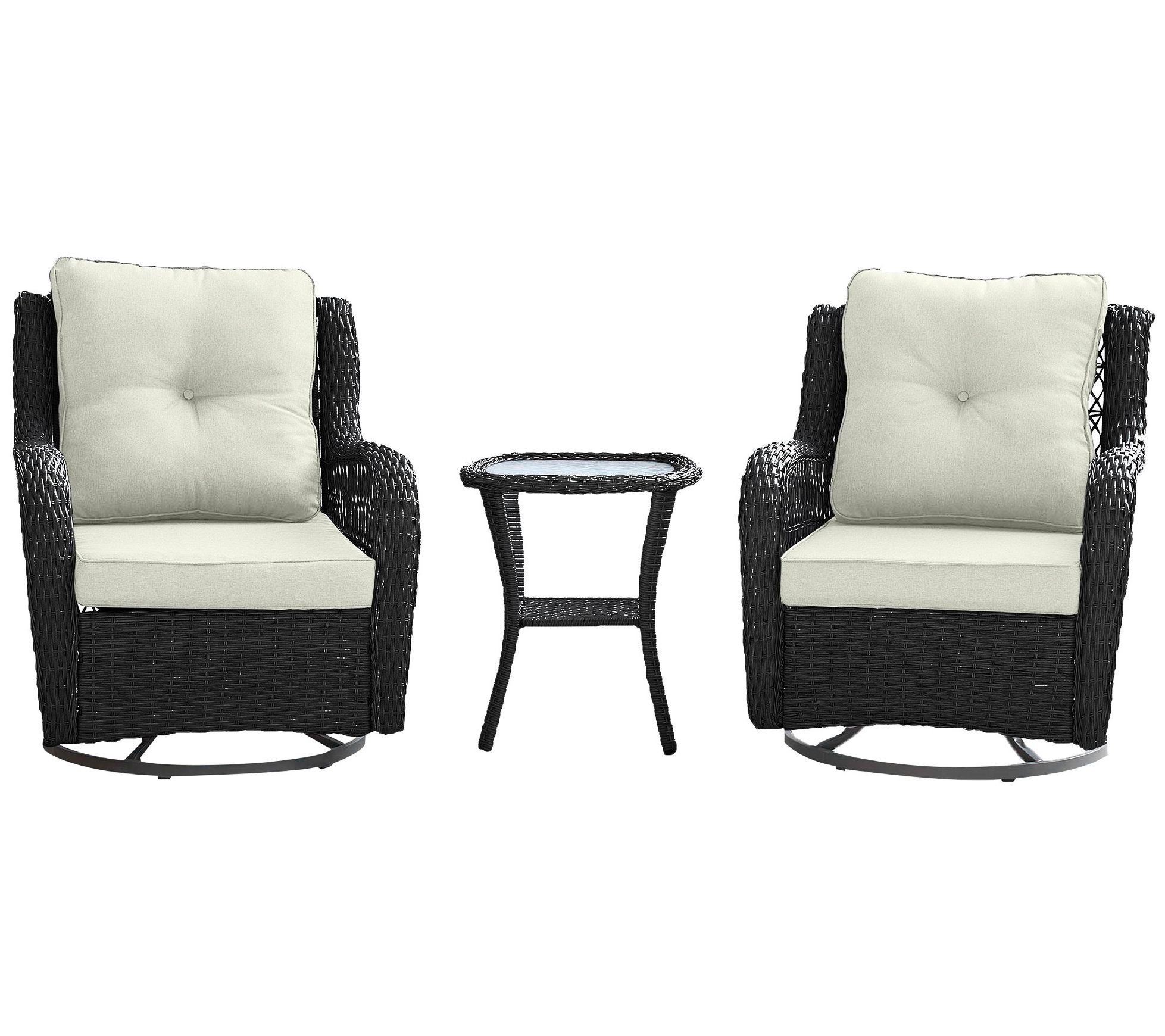 Fruttuo Swivel Steel Rattan 3-Piece Patio Conversation Set