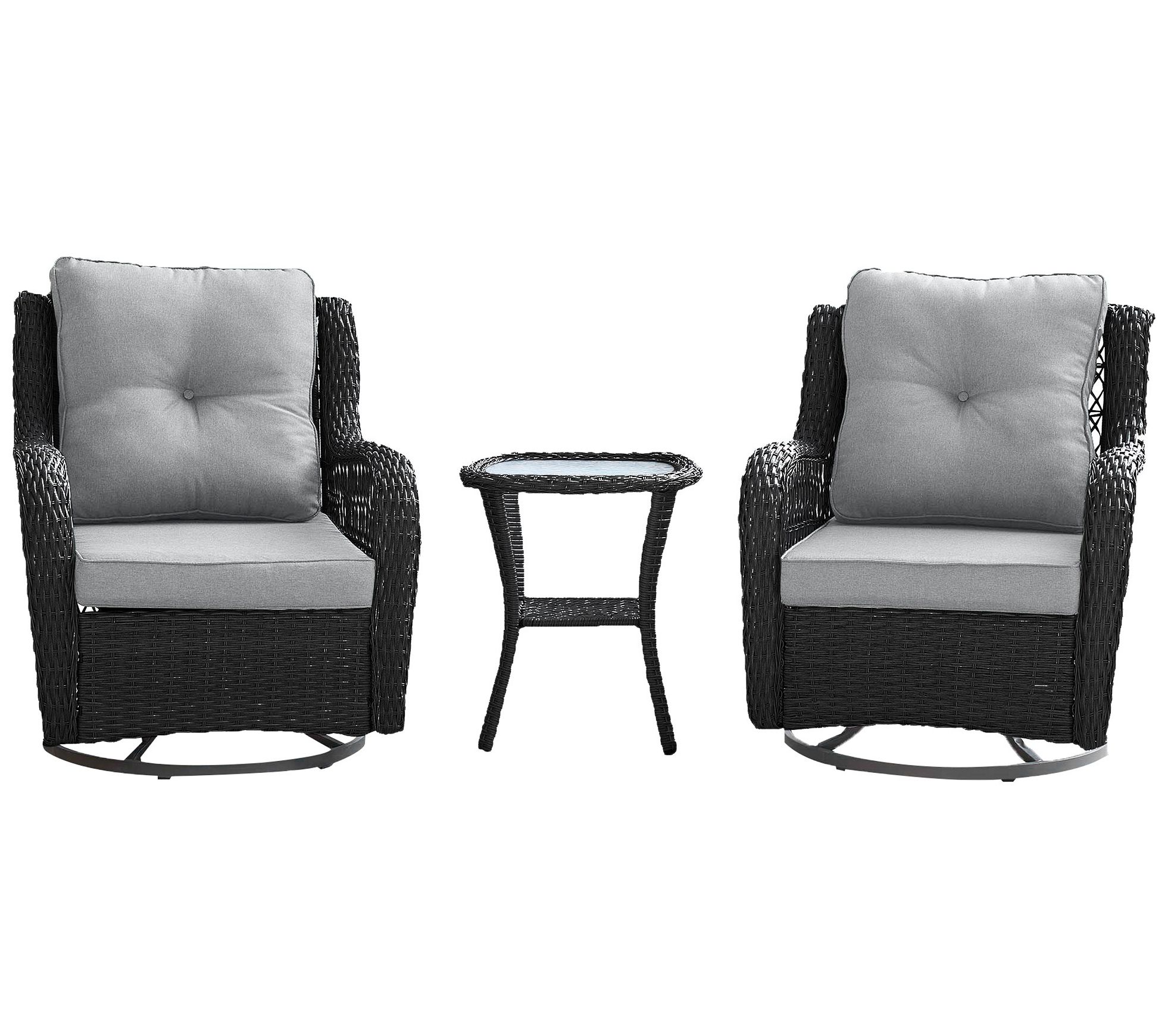 Fruttuo Swivel Steel Rattan 3-Piece Patio Conversation Set