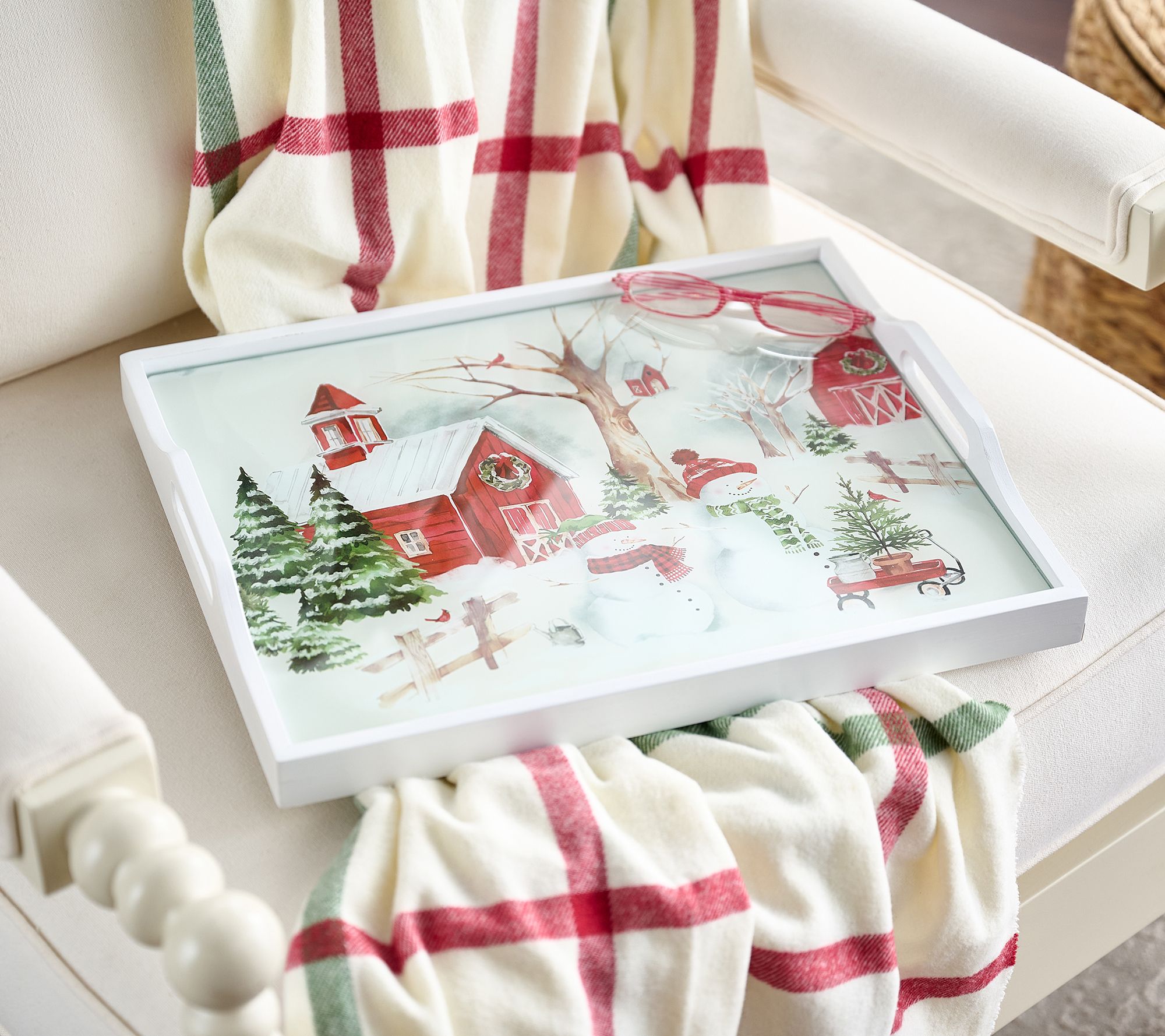 "As Is" Set of 2 Tempered Glass Cutting Boards with Wood Tray