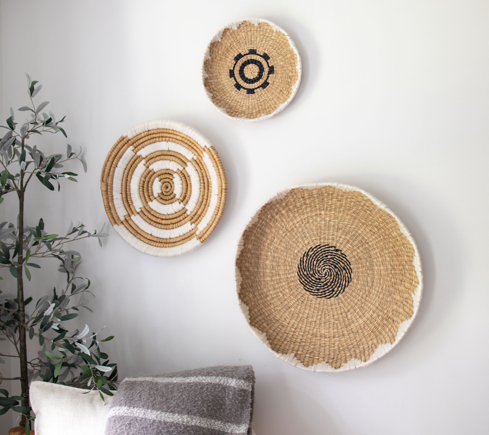 "As Is" 3Piece Woven Hanging Wall Basket Decor by Lauren McBride