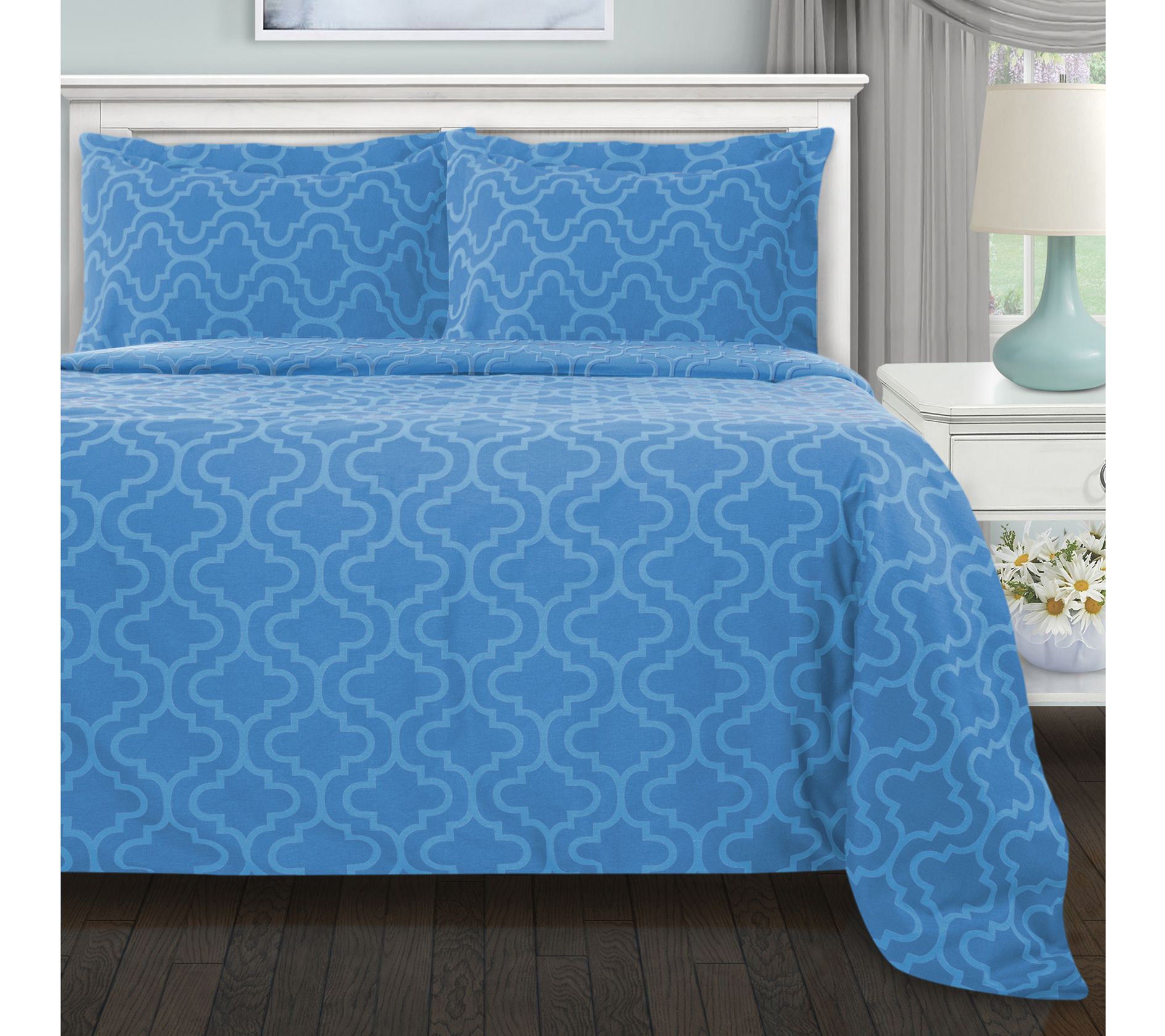 Superior Cotton Flannel Trellis Duvet Cover Set,King/Cal. King