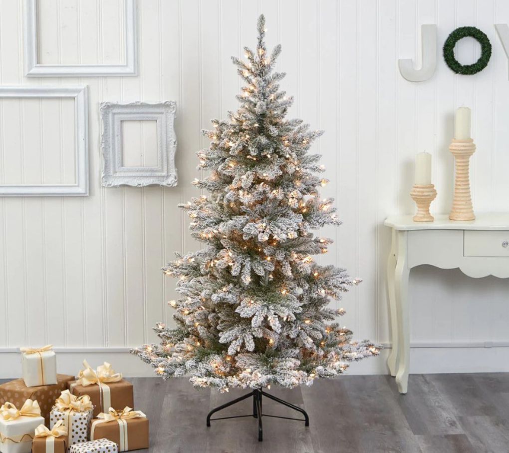 Nearly Natural 6' Flocked Spruce Faux ChristmasTree - QVC.com