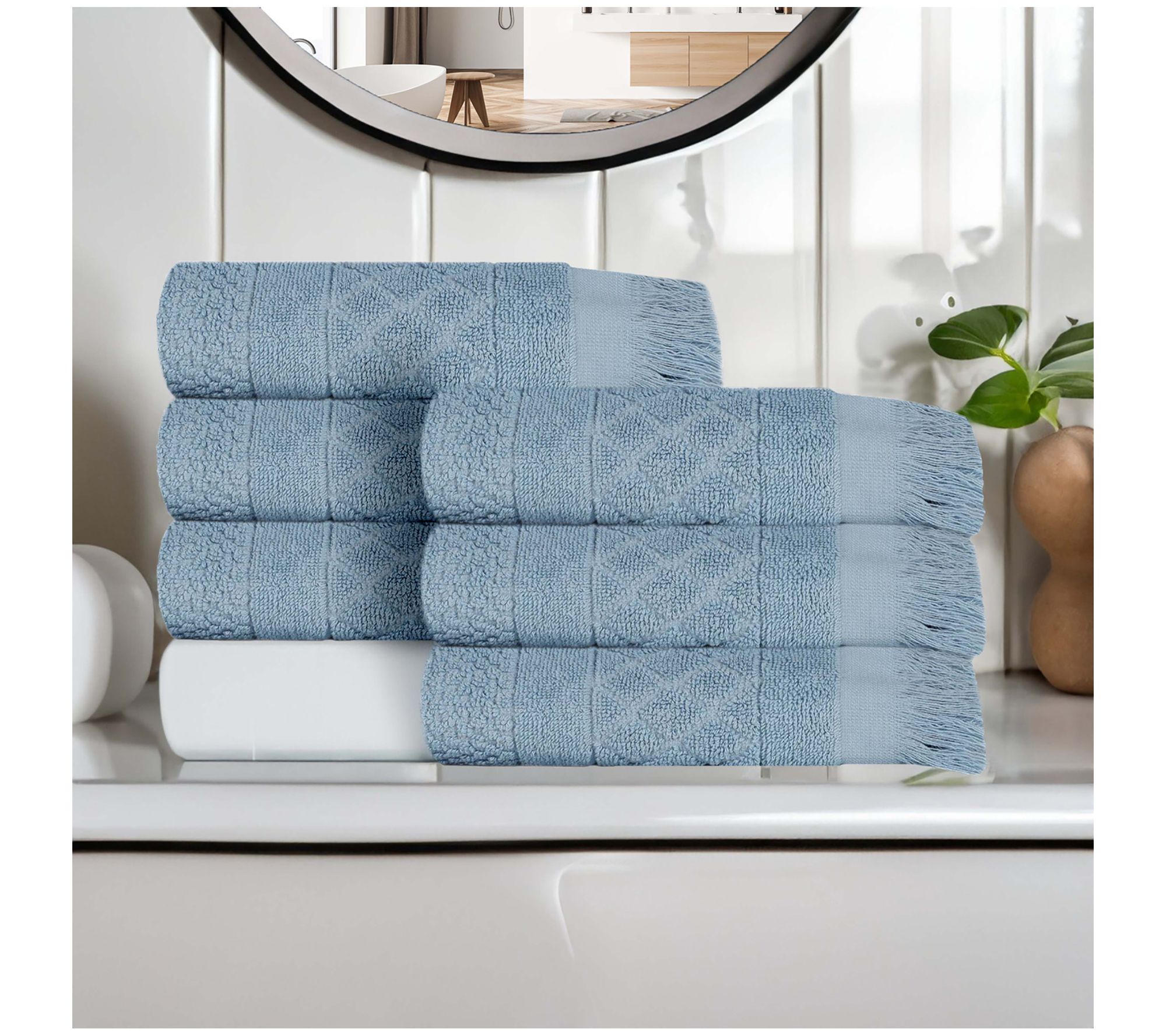 Superior Rolla Cotton Geometric Jacquard Hand Towel Set of 6