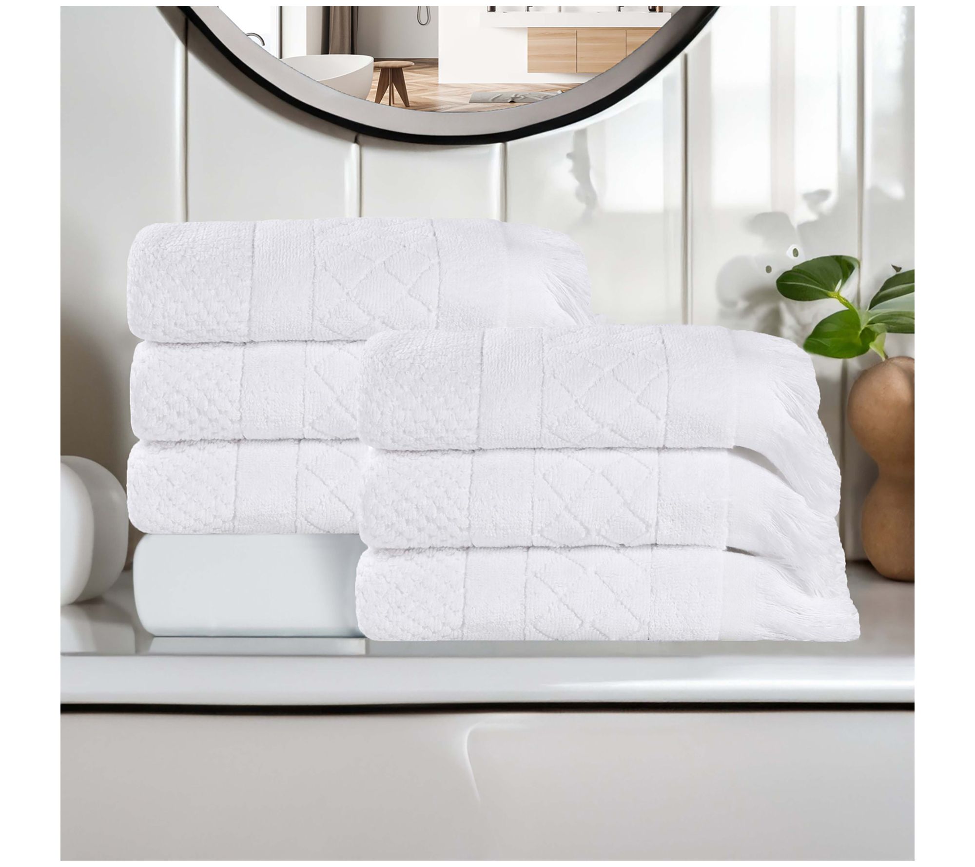 Superior Rolla Cotton Geometric Jacquard Hand Towel Set of 6