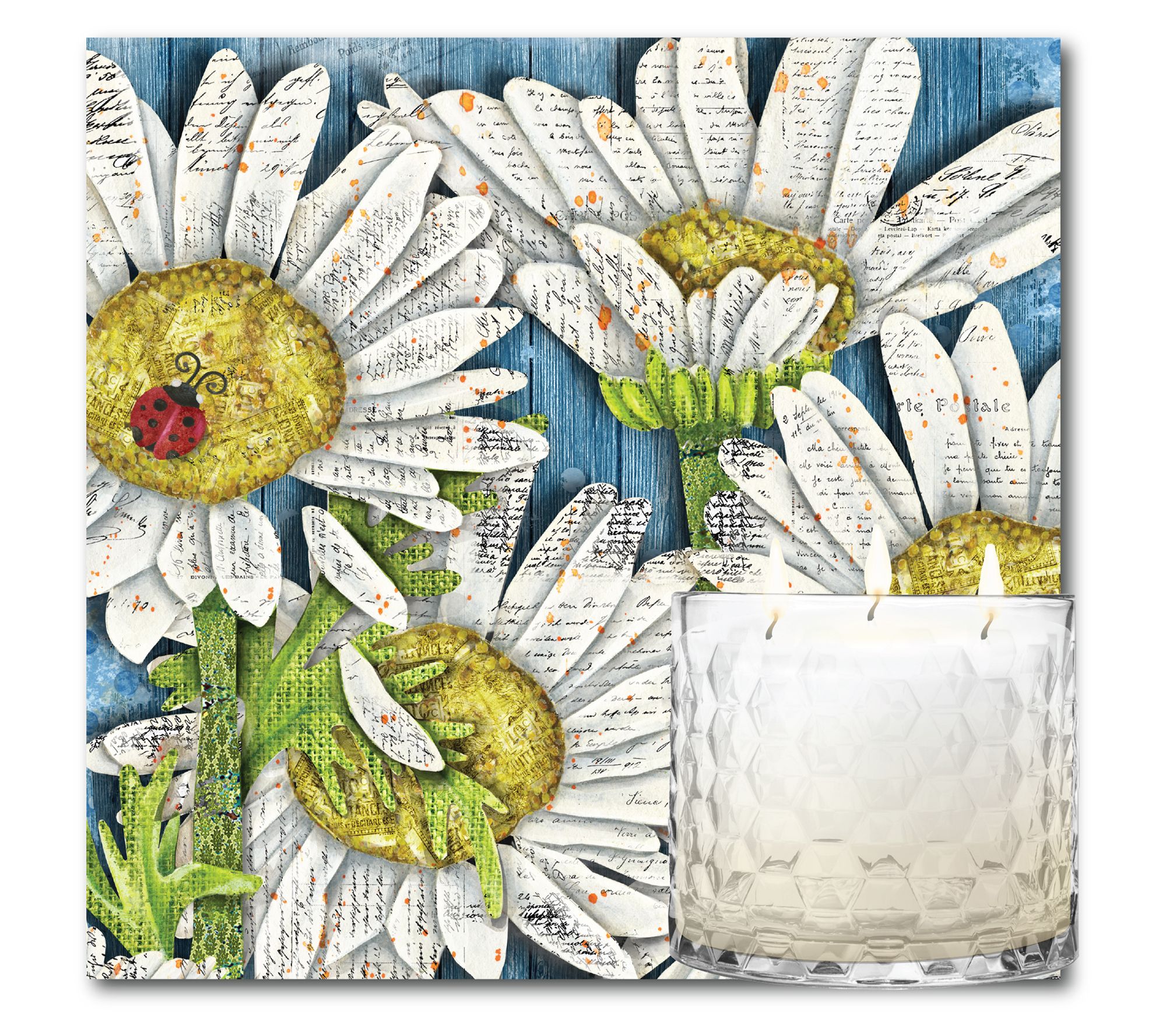 Courtside Market Bloom Daisies Soy Wax Candle &Artboard