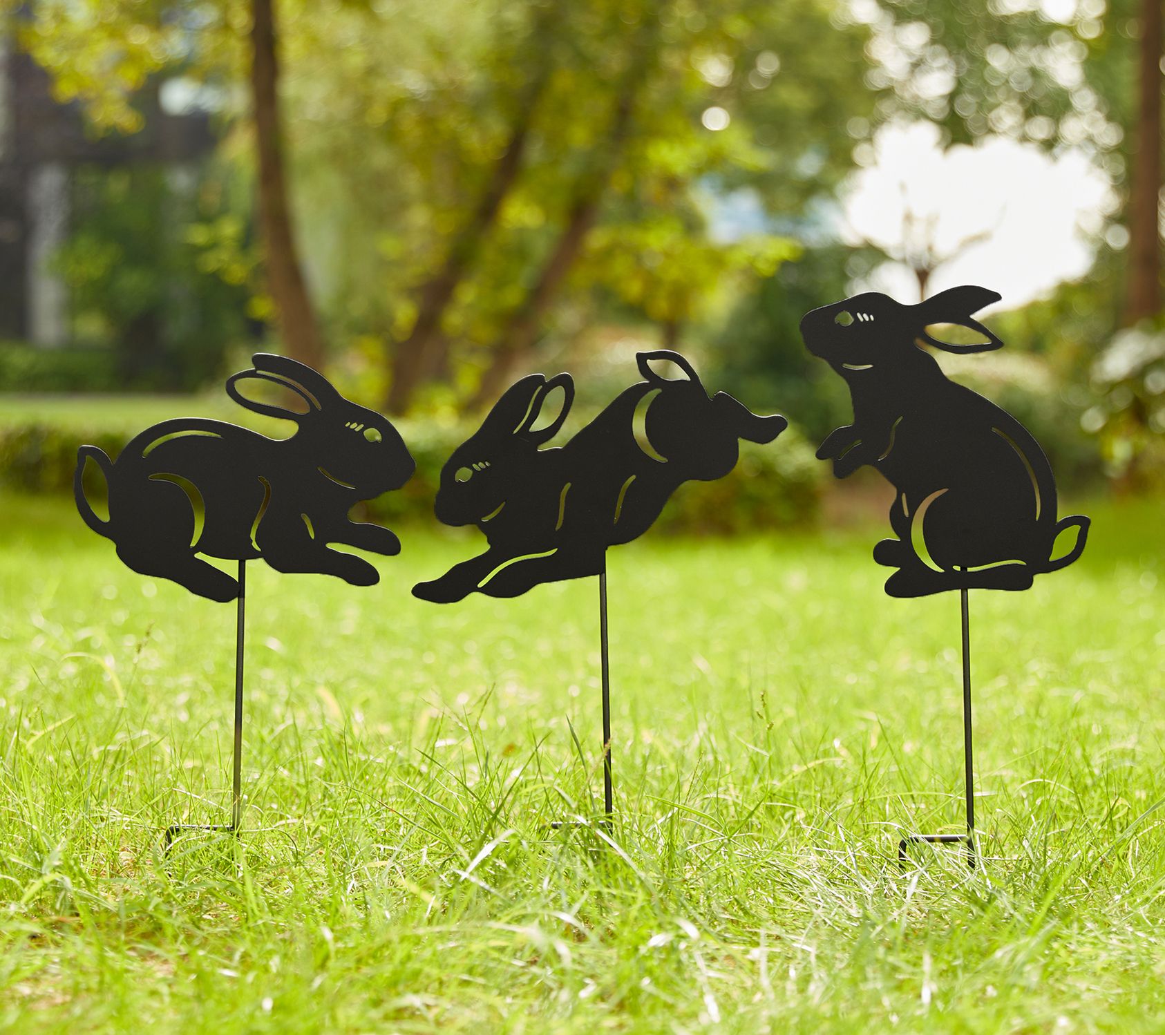 Glitzhome 18" 2-in-1 Rabbit Silhouette Garden Picks S/3