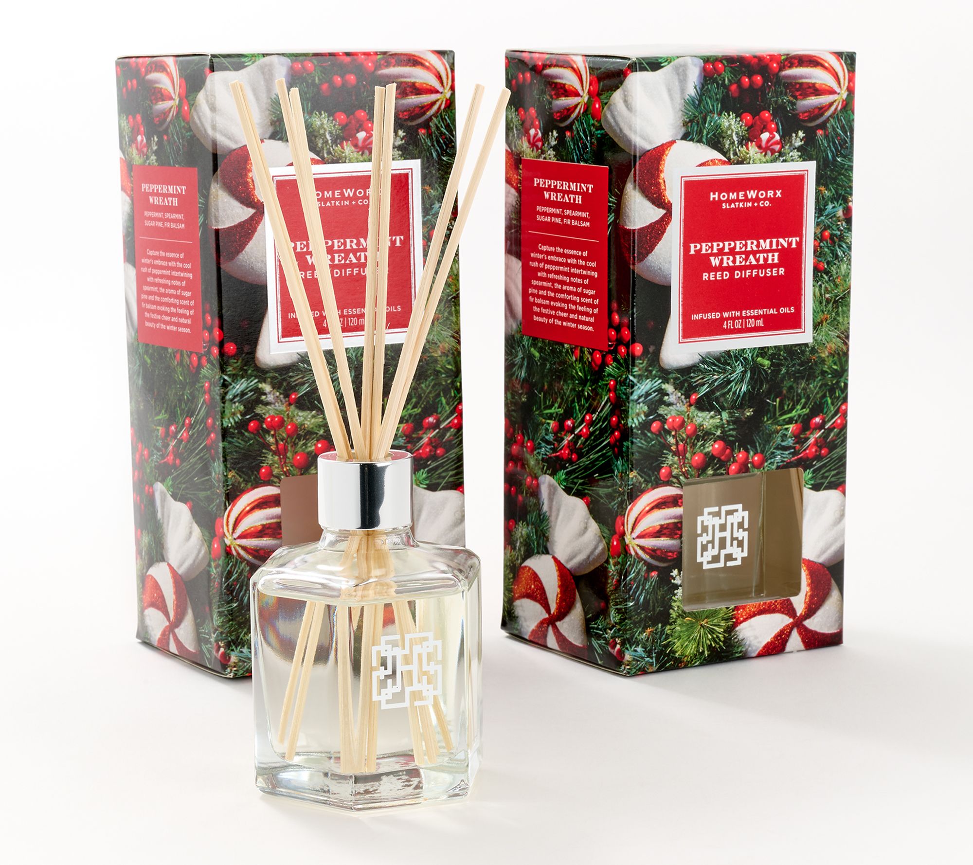 HomeWorx by Slatkin + Co. S/2 Peppermint Wreath Diffusers