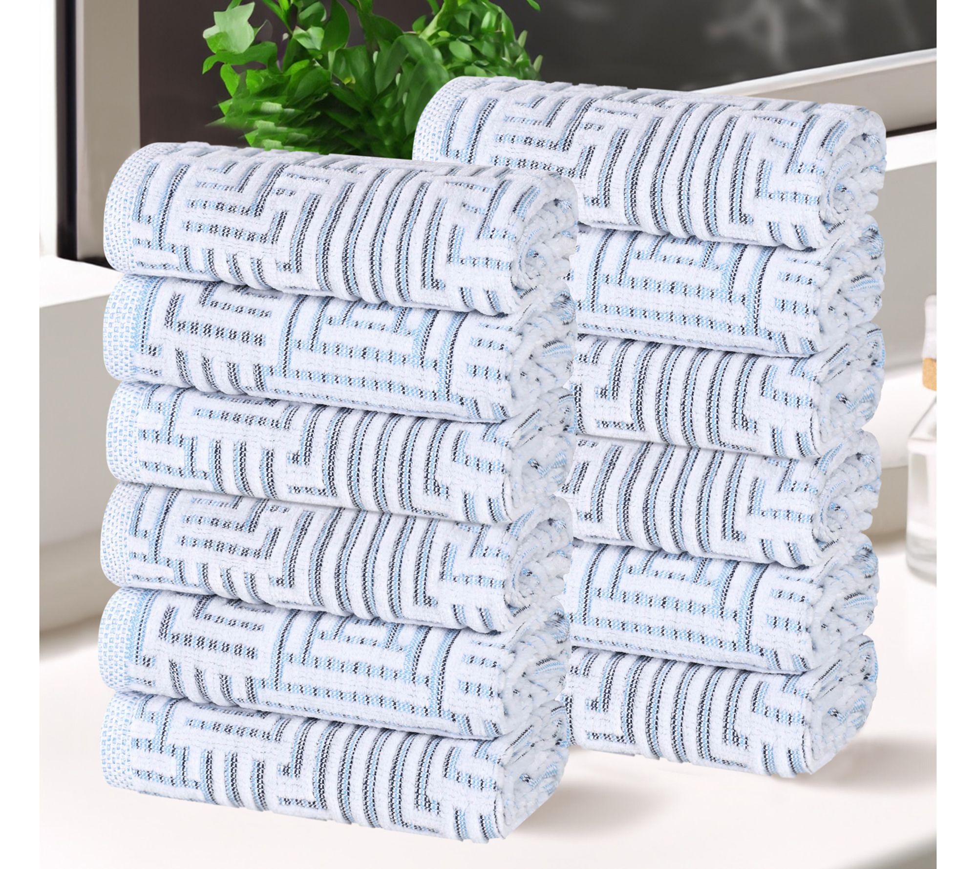 Superior Cotton Jaq Plush Soft Absorbent Face Towel Set of 12
