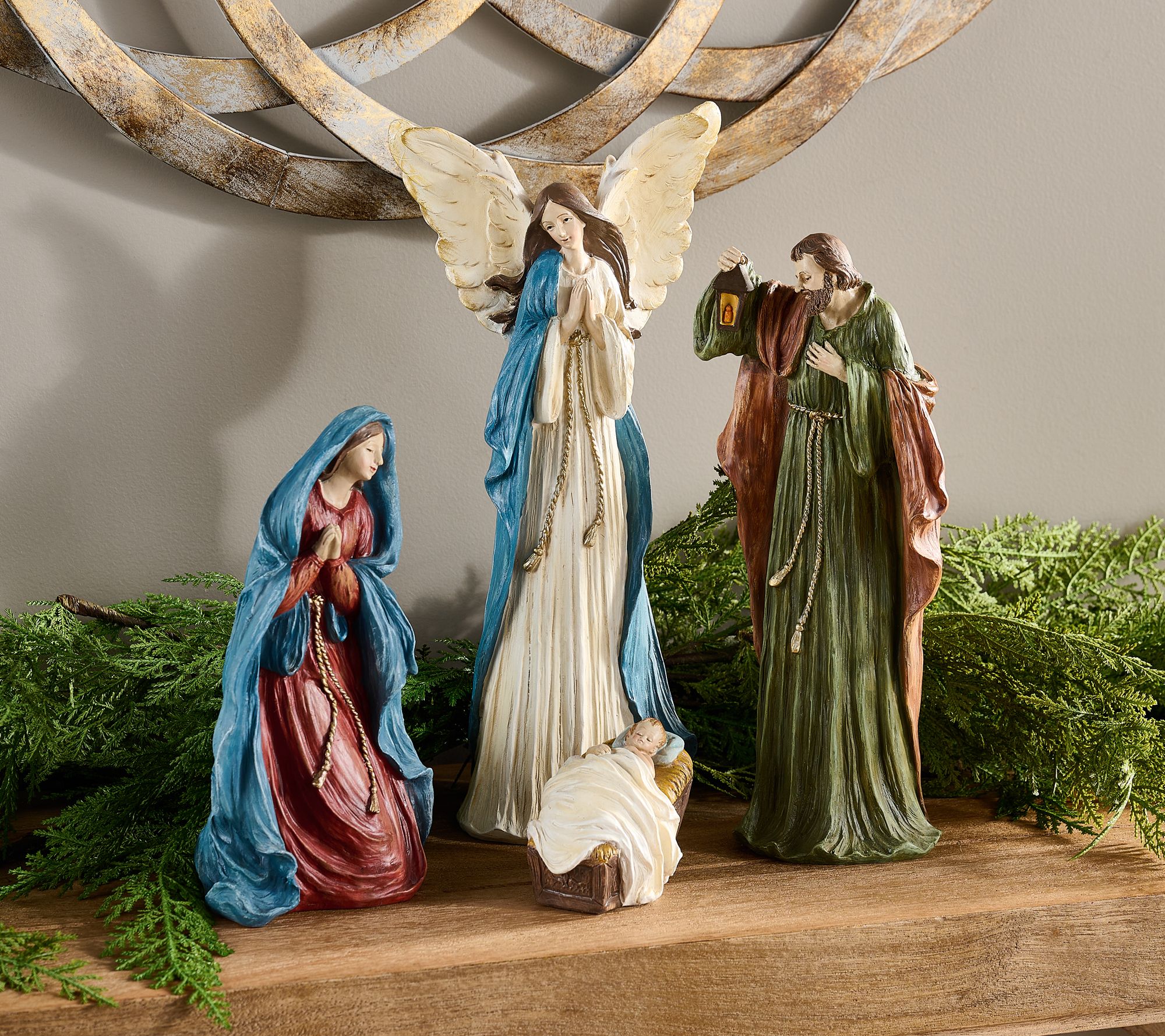 "As Is" 4-Piece Holy Family with Angel by Valerie