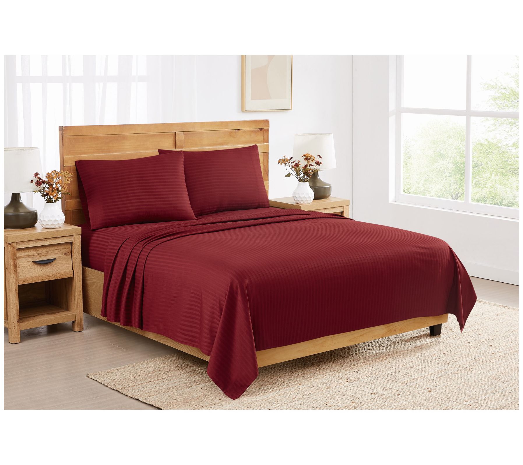 Royal Velvet Signature Dobby Stripe 5pc Split King Sheet Set
