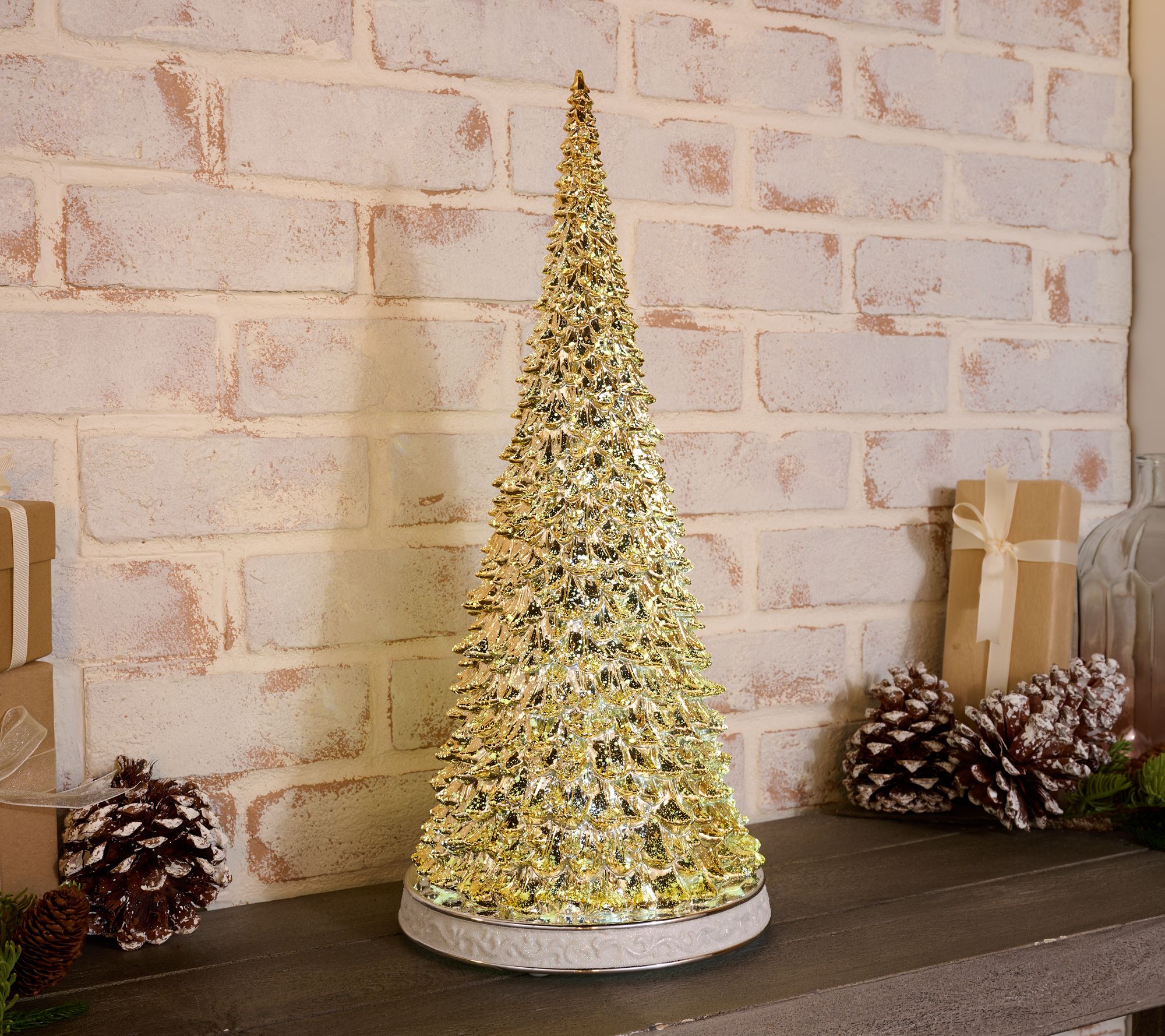 "As Is" 20" Illuminated Cone Tree with Light Show by Valerie