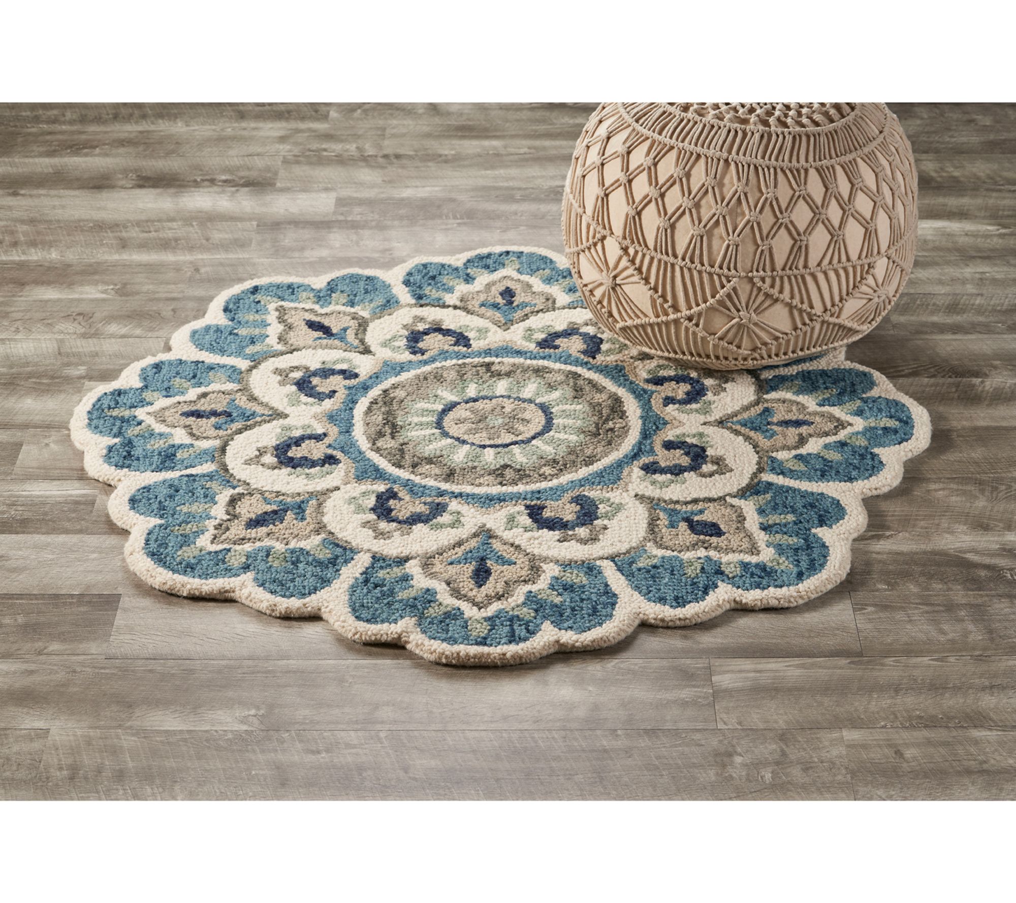 Ox Bay Maria Ivory Floral Medallion Wool Indoor6' Round Rug