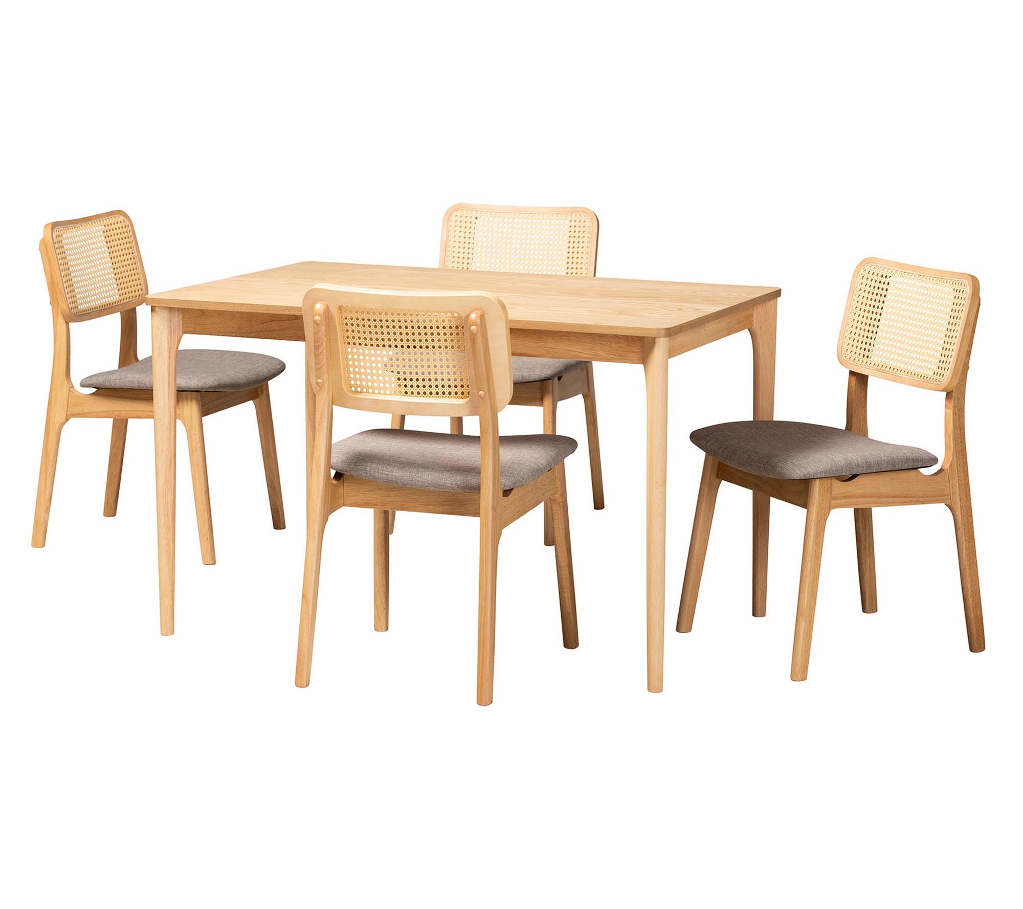 Baxton Studio Dannon Fabric and Wood 5-Piece Dining Set