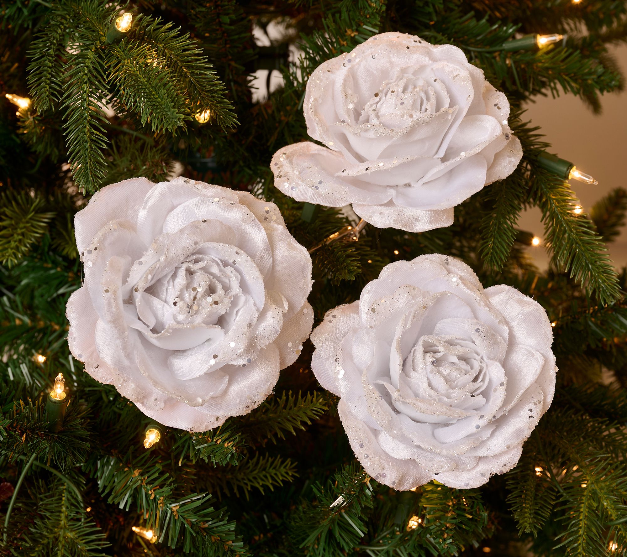 Set of 6 Rose Clips with Glistening Petals by Valerie