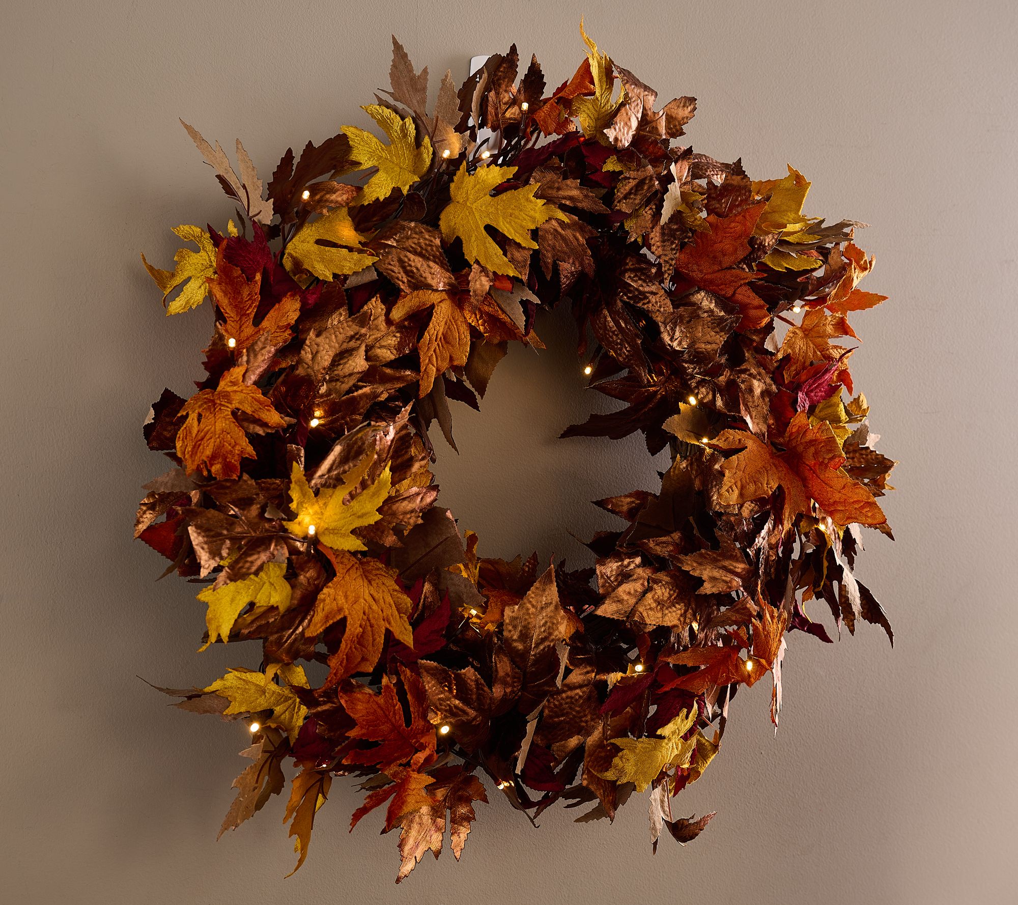 24" Golden Leaf Indoor/Outdoor Harvest Wreath by Kim Gravel