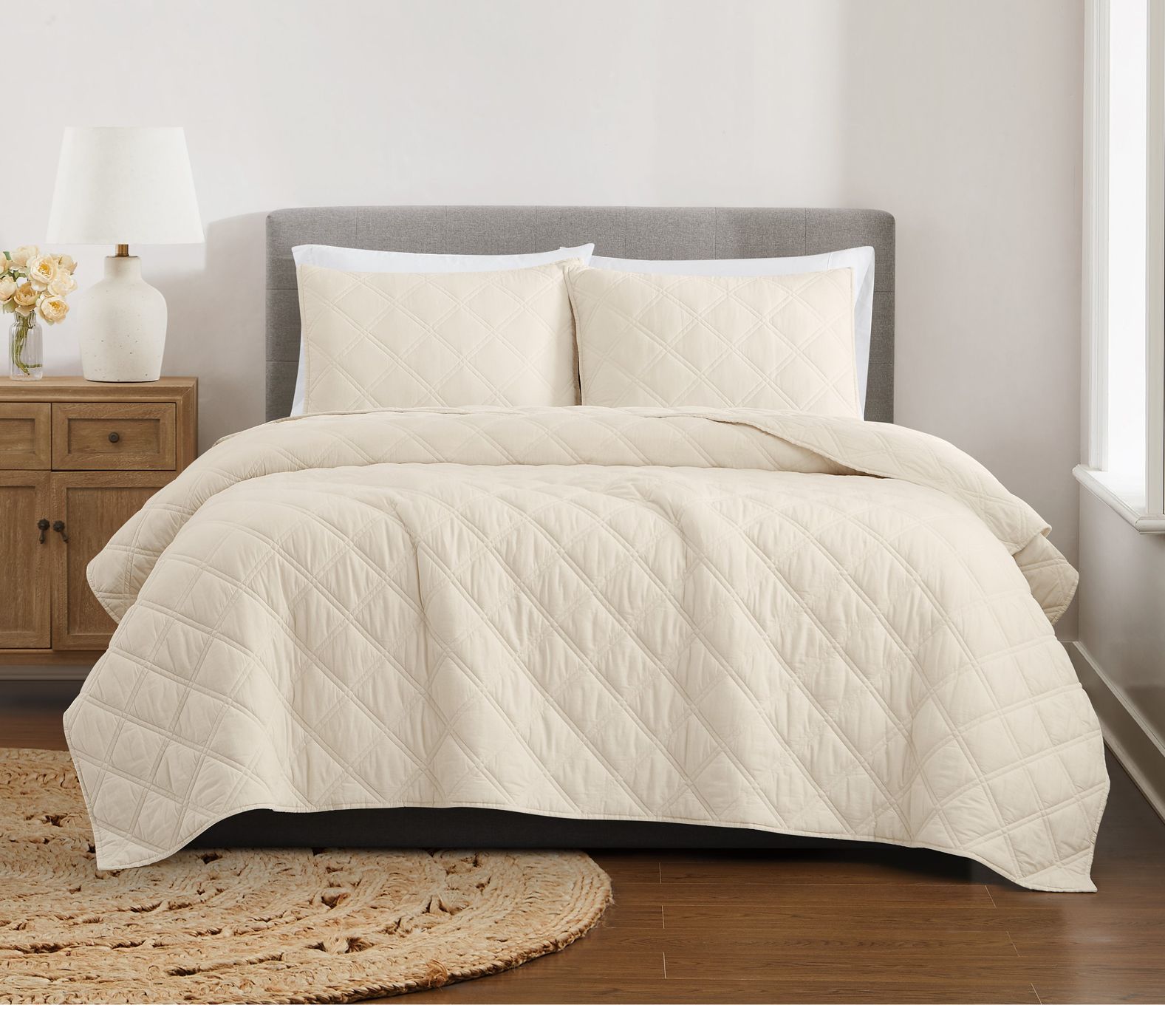 Brooklyn Loom Diamond Washed Cotton Full/QueenQuilt Set
