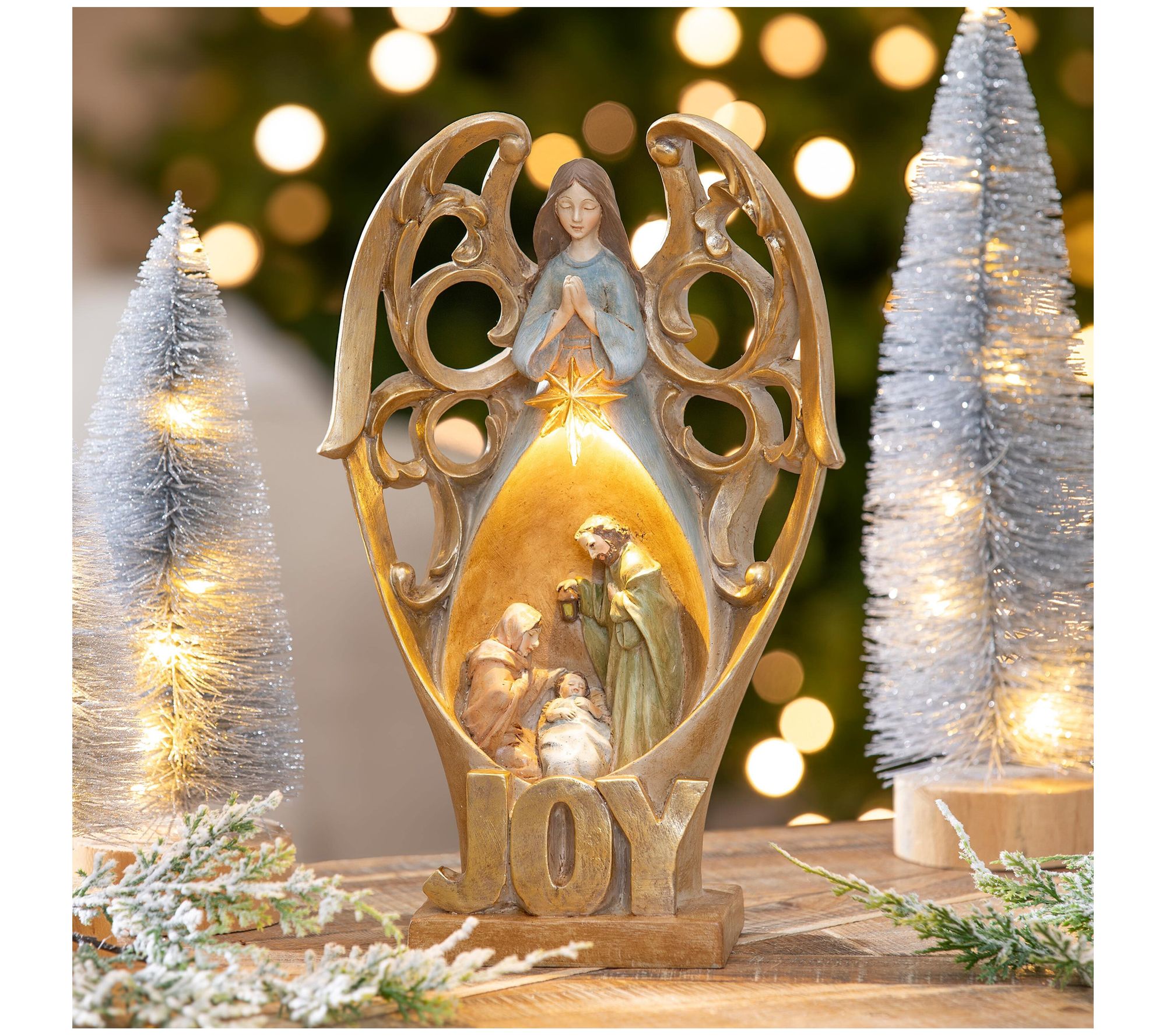 Evergreen 12" LED Resin Nativity Scene Table Decor