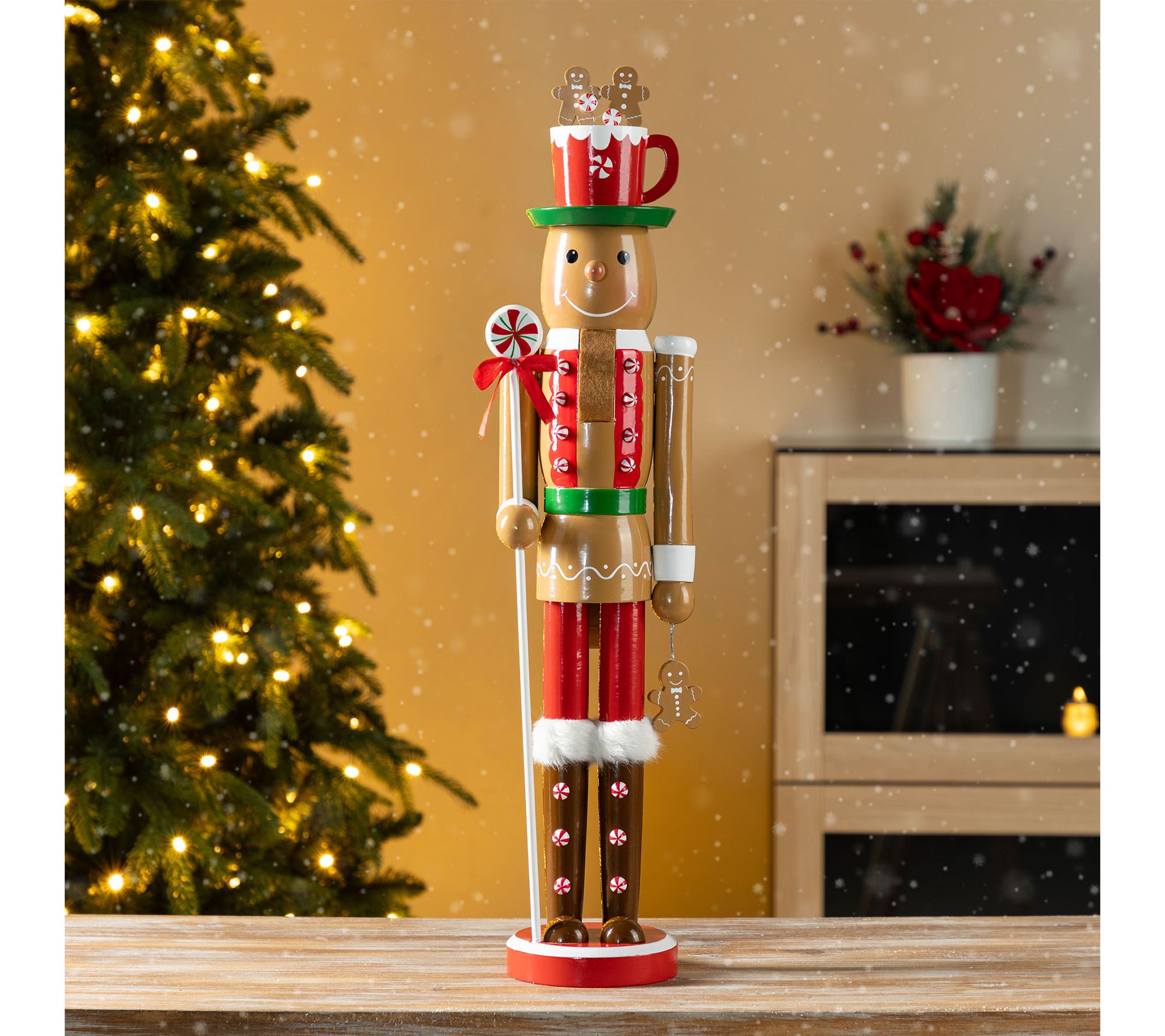 Glitzhome 24"H Wooden Christma s Gingerbread M an Nutcracker
