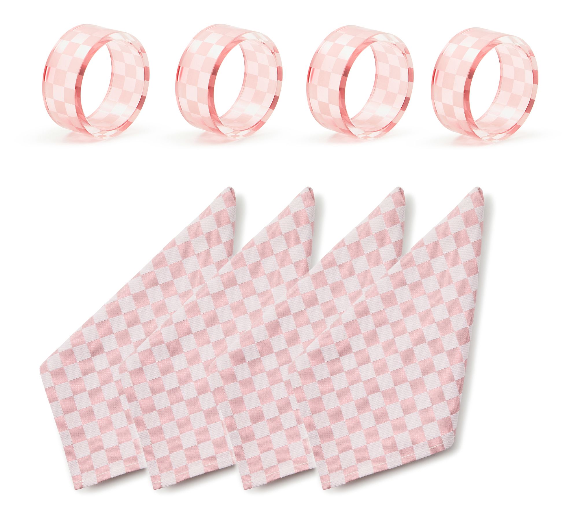 "As Is" MacKenzie Childs Set of 4 Napkins and Napkin Rings