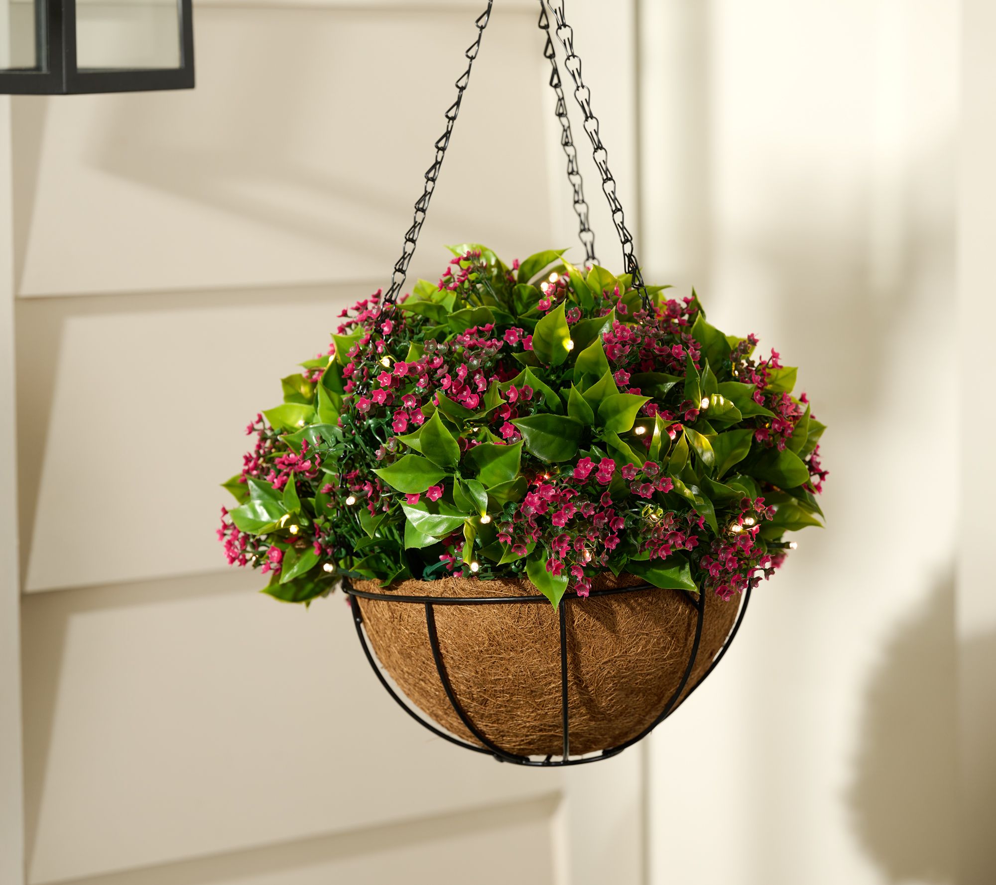 Bethlehem Lights Illuminated 15" Wispy Floral Hanging Basket